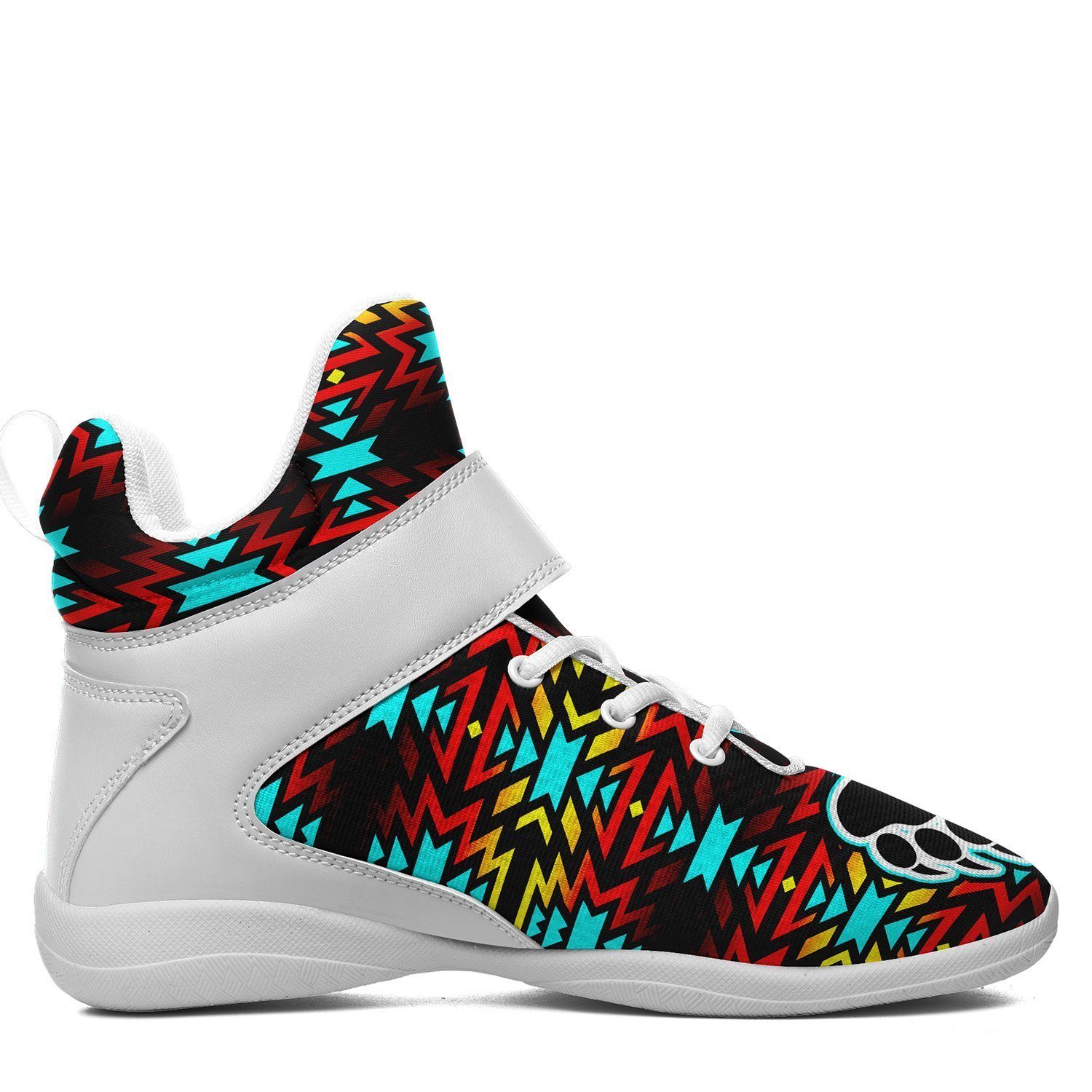 Fire Colors and Turquoise Bearpaw Ipottaa Basketball / Sport High Top Shoes - White Sole 49 Dzine