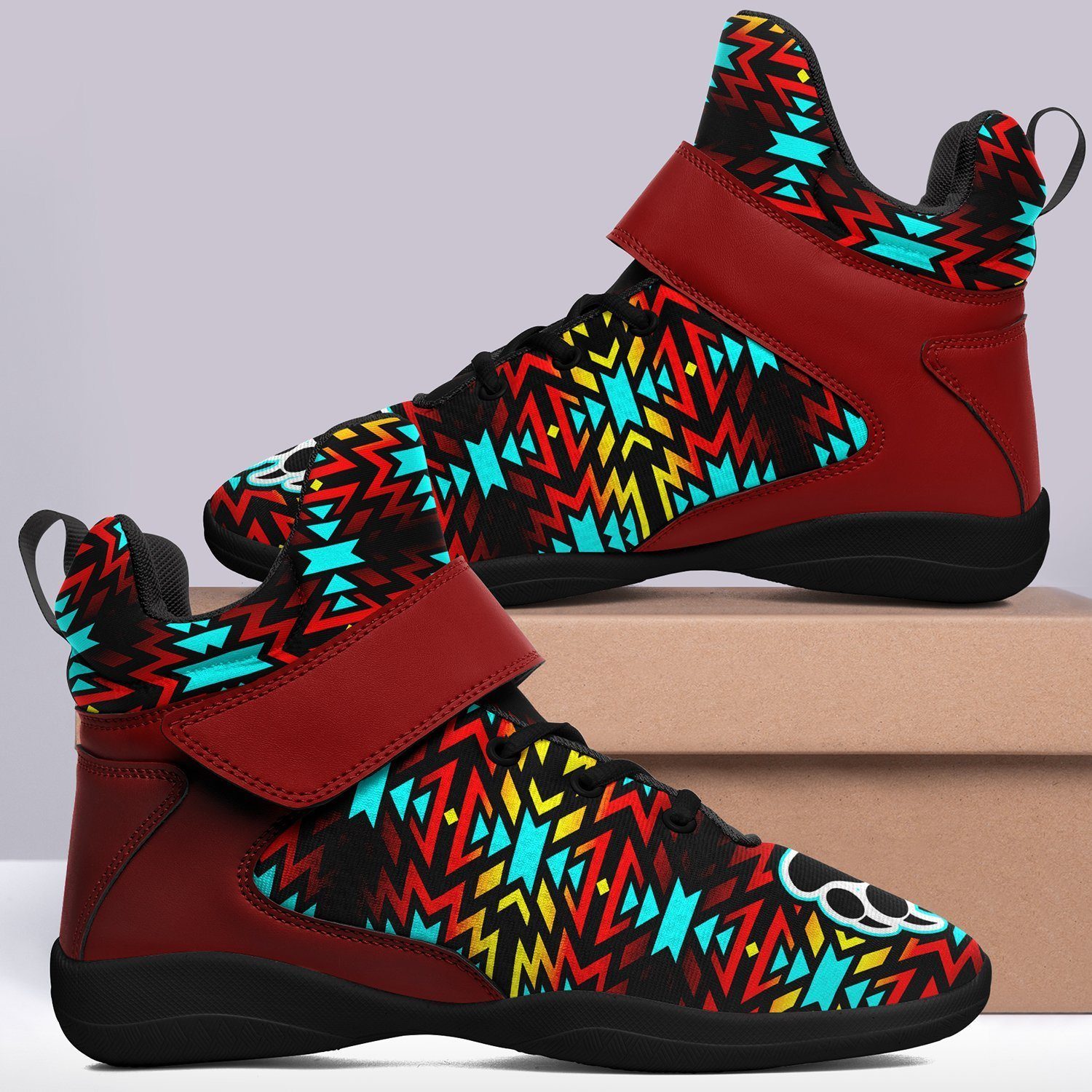 Fire Colors and Turquoise Bearpaw Kid's Ipottaa Basketball / Sport High Top Shoes 49 Dzine