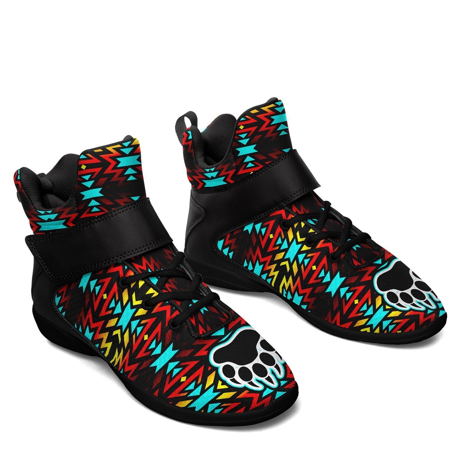Fire Colors and Turquoise Bearpaw Kid's Ipottaa Basketball / Sport High Top Shoes 49 Dzine