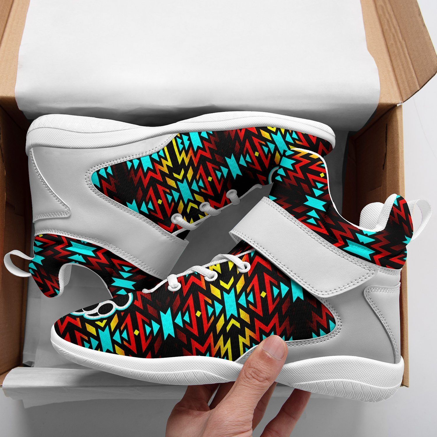 Fire Colors and Turquoise Bearpaw Kid's Ipottaa Basketball / Sport High Top Shoes 49 Dzine