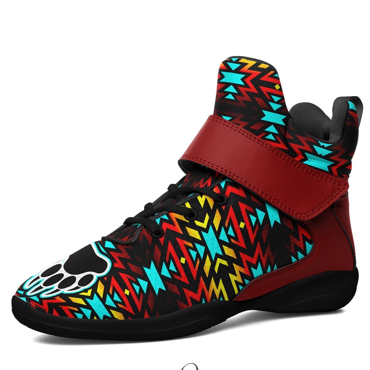 Fire Colors and Turquoise Bearpaw Kid's Ipottaa Basketball / Sport High Top Shoes 49 Dzine US Child 12.5 / EUR 30 Black Sole with Dark Red Strap