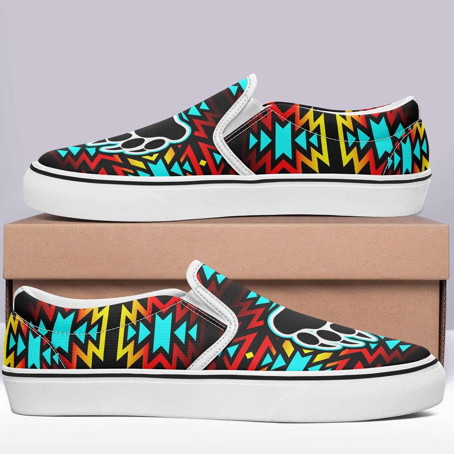 Fire Colors and Turquoise Bearpaw Otoyimm Canvas Slip On Shoes 49 Dzine