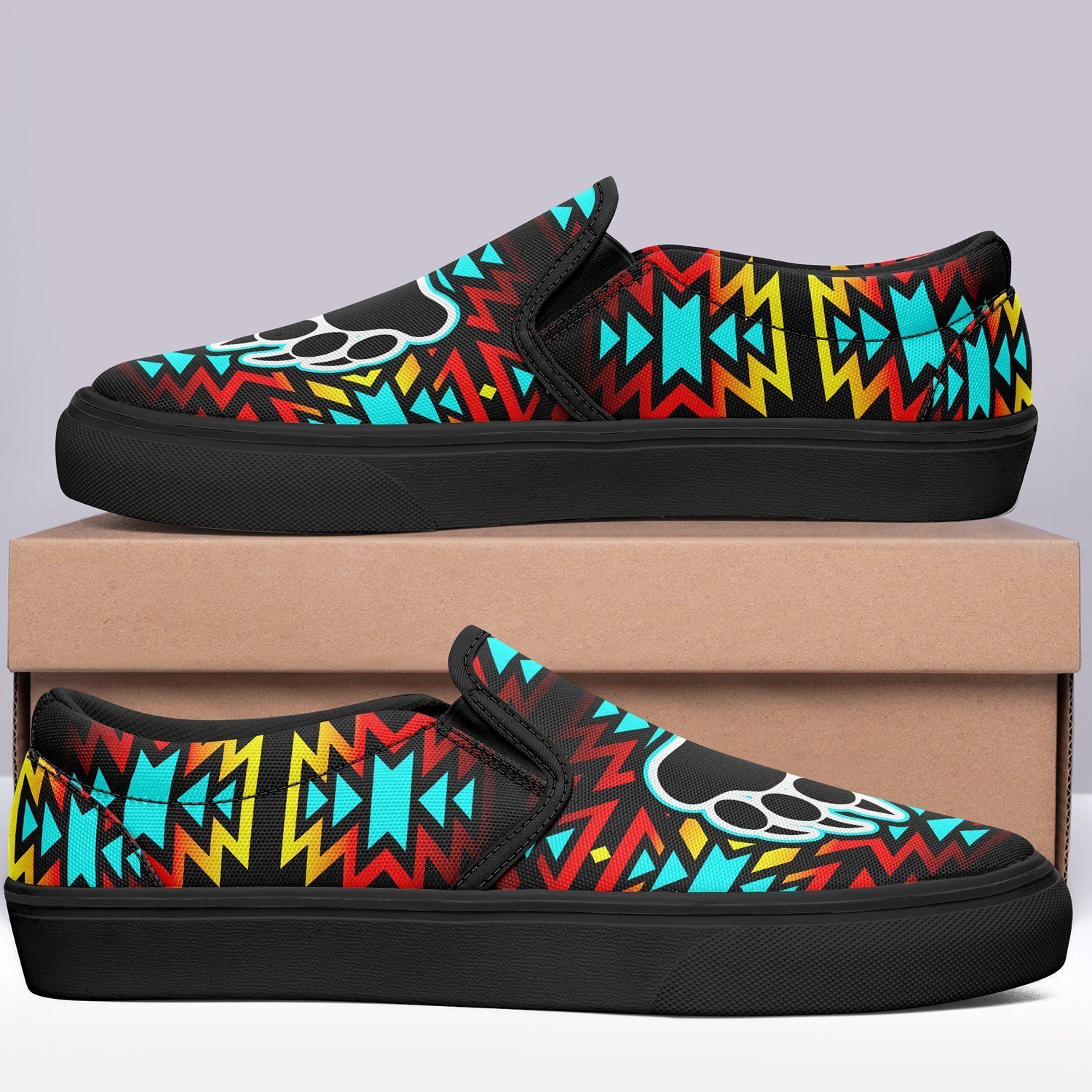 Fire Colors and Turquoise Bearpaw Otoyimm Kid's Canvas Slip On Shoes 49 Dzine