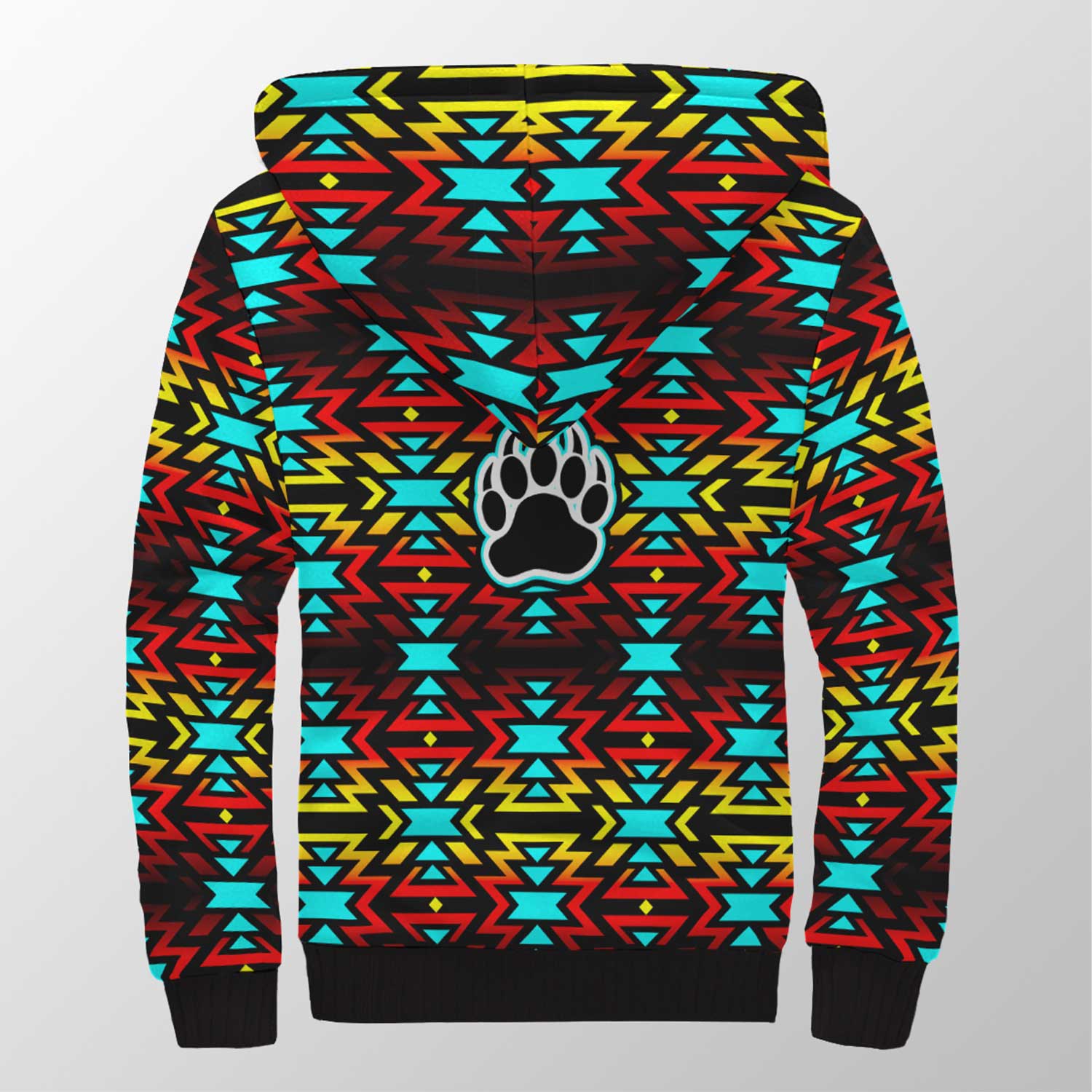 Fire Colors and Turquoise Bearpaw Sherpa Hoodie 49 Dzine