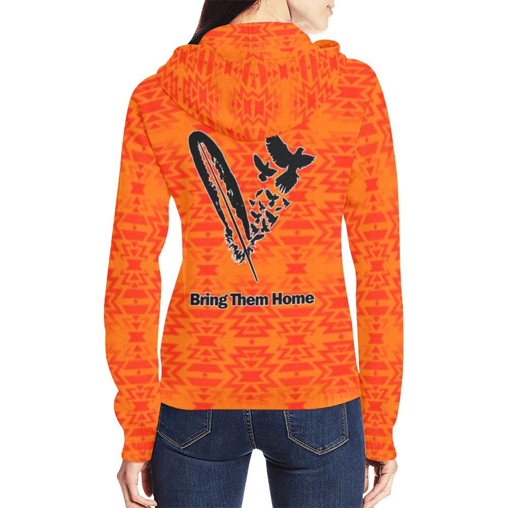 Fire Colors and Turquoise Bring Them Home All Over Print Full Zip Hoodie for Women (Model H14) All Over Print Full Zip Hoodie for Women (H14) e-joyer