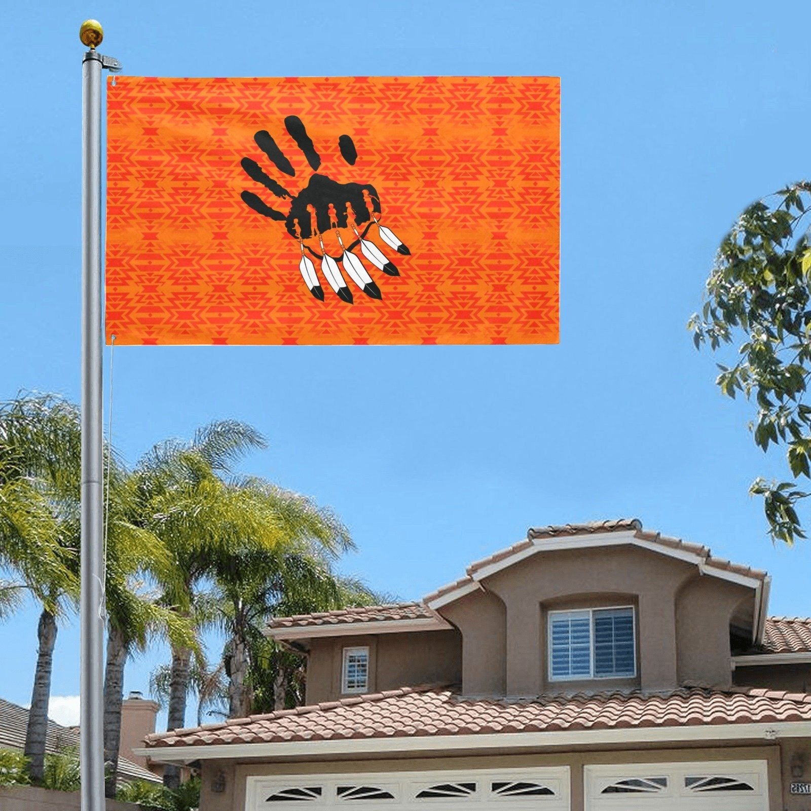 Fire Colors and Turquoise Orange A feather for each Garden Flag 59"x35" Garden Flag 59"x35" e-joyer