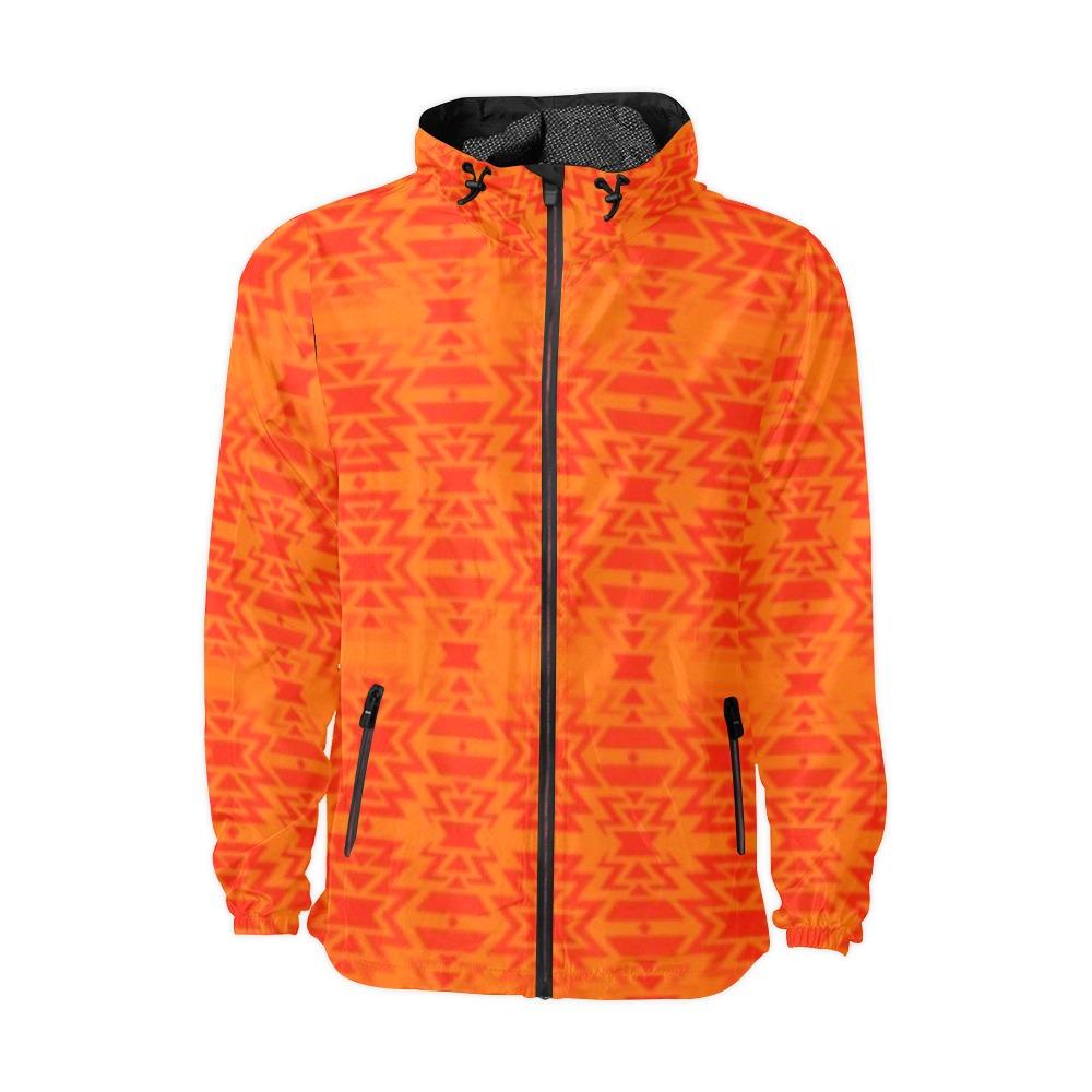 Fire Colors and Turquoise Orange A feather for each Unisex All Over Print Windbreaker (Model H23) All Over Print Windbreaker for Men (H23) e-joyer