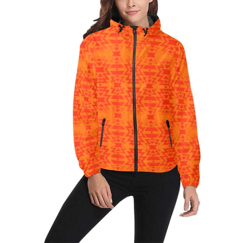 Fire Colors and Turquoise Orange A feather for each Unisex All Over Print Windbreaker (Model H23) All Over Print Windbreaker for Men (H23) e-joyer