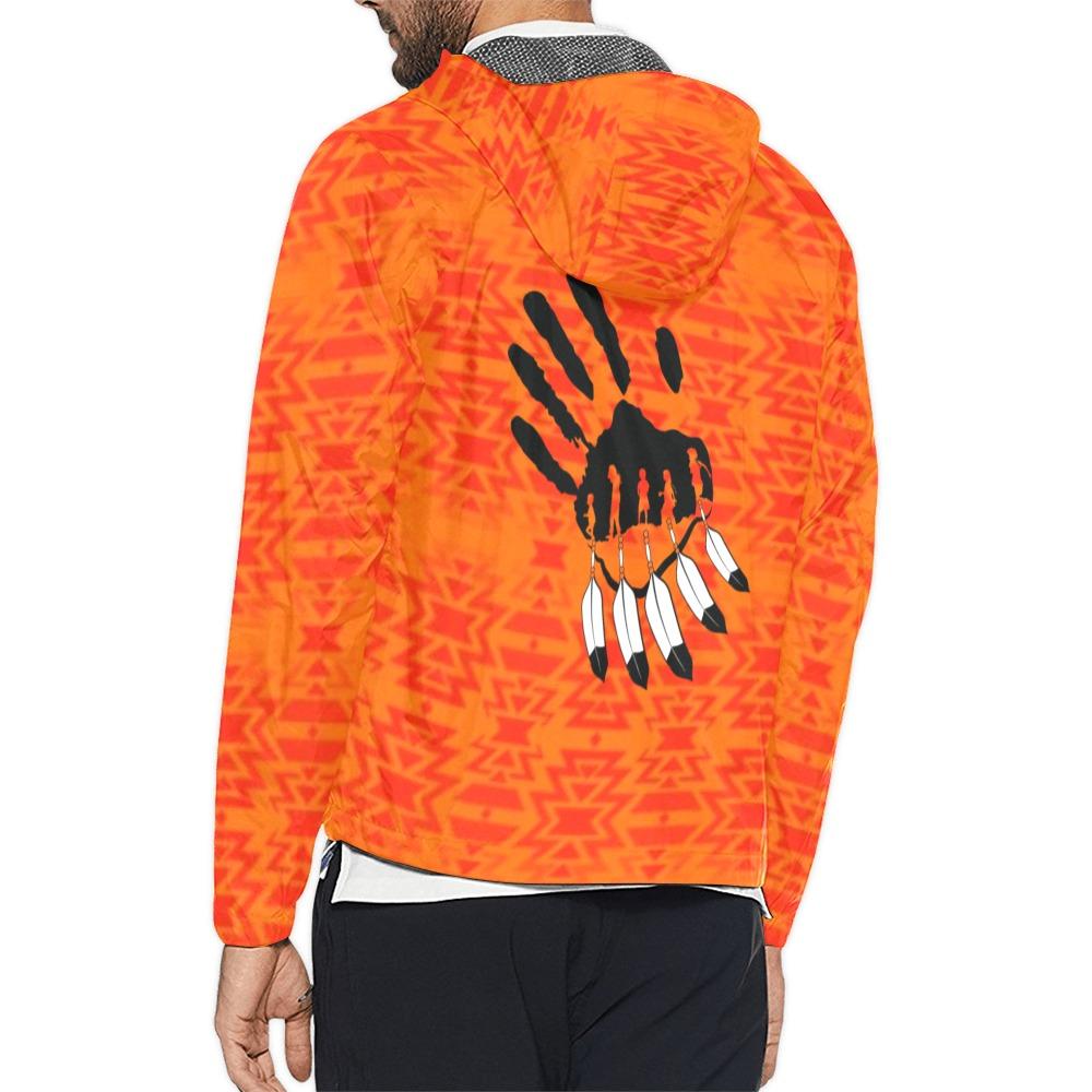 Fire Colors and Turquoise Orange A feather for each Unisex All Over Print Windbreaker (Model H23) All Over Print Windbreaker for Men (H23) e-joyer