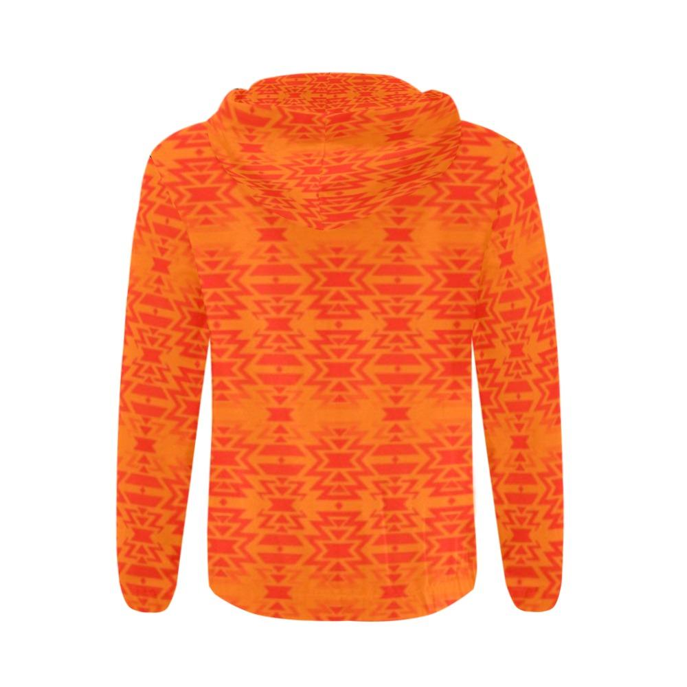 Fire Colors and Turquoise Orange All Over Print Full Zip Hoodie for Men (Model H14) All Over Print Full Zip Hoodie for Men (H14) e-joyer