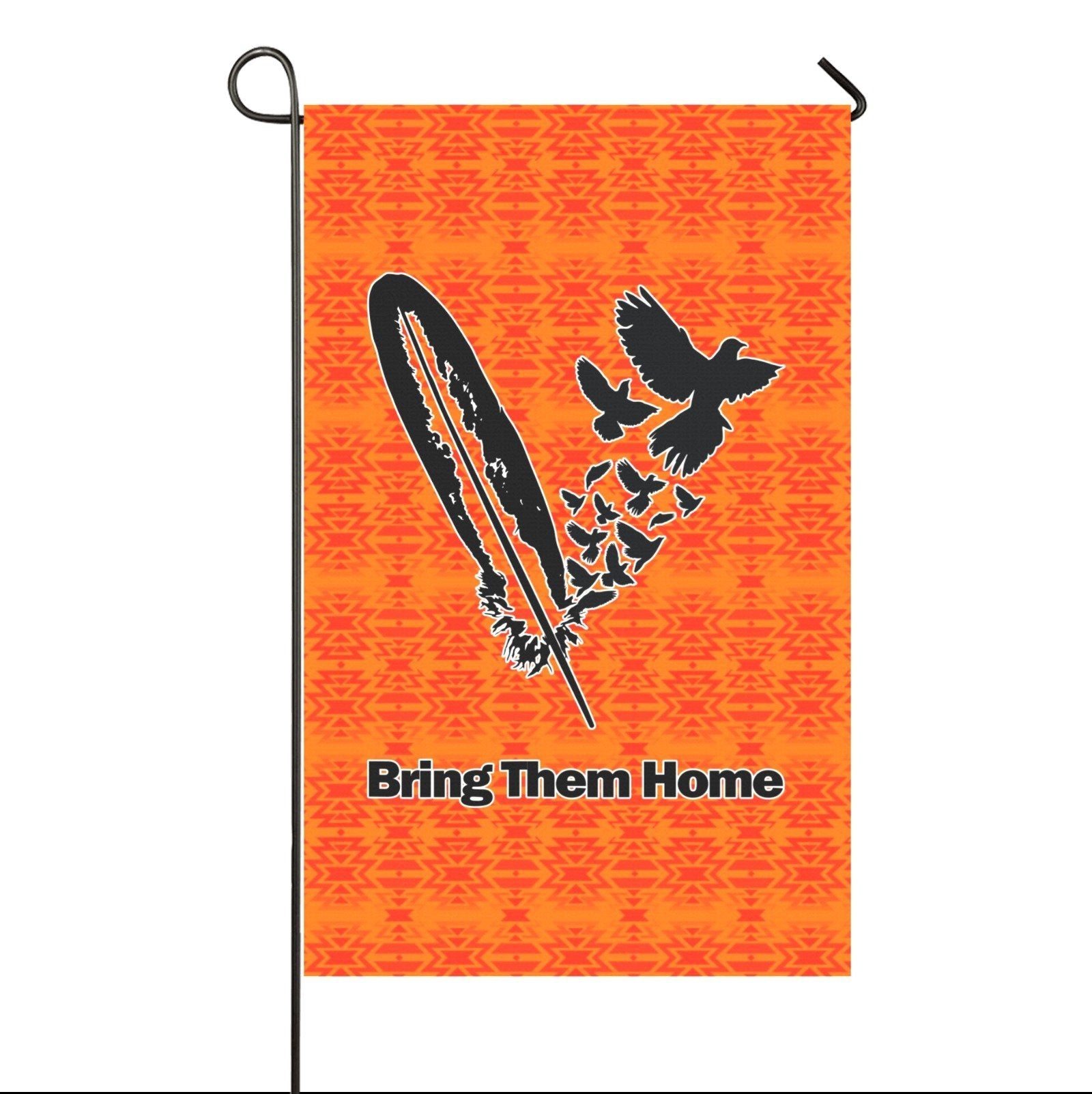 Fire Colors and Turquoise Orange - Bring Them Home Feather with Doves Garden Flag 36''x60'' (Two Sides Printing) Garden Flag 36‘’x60‘’ (Two Sides) e-joyer
