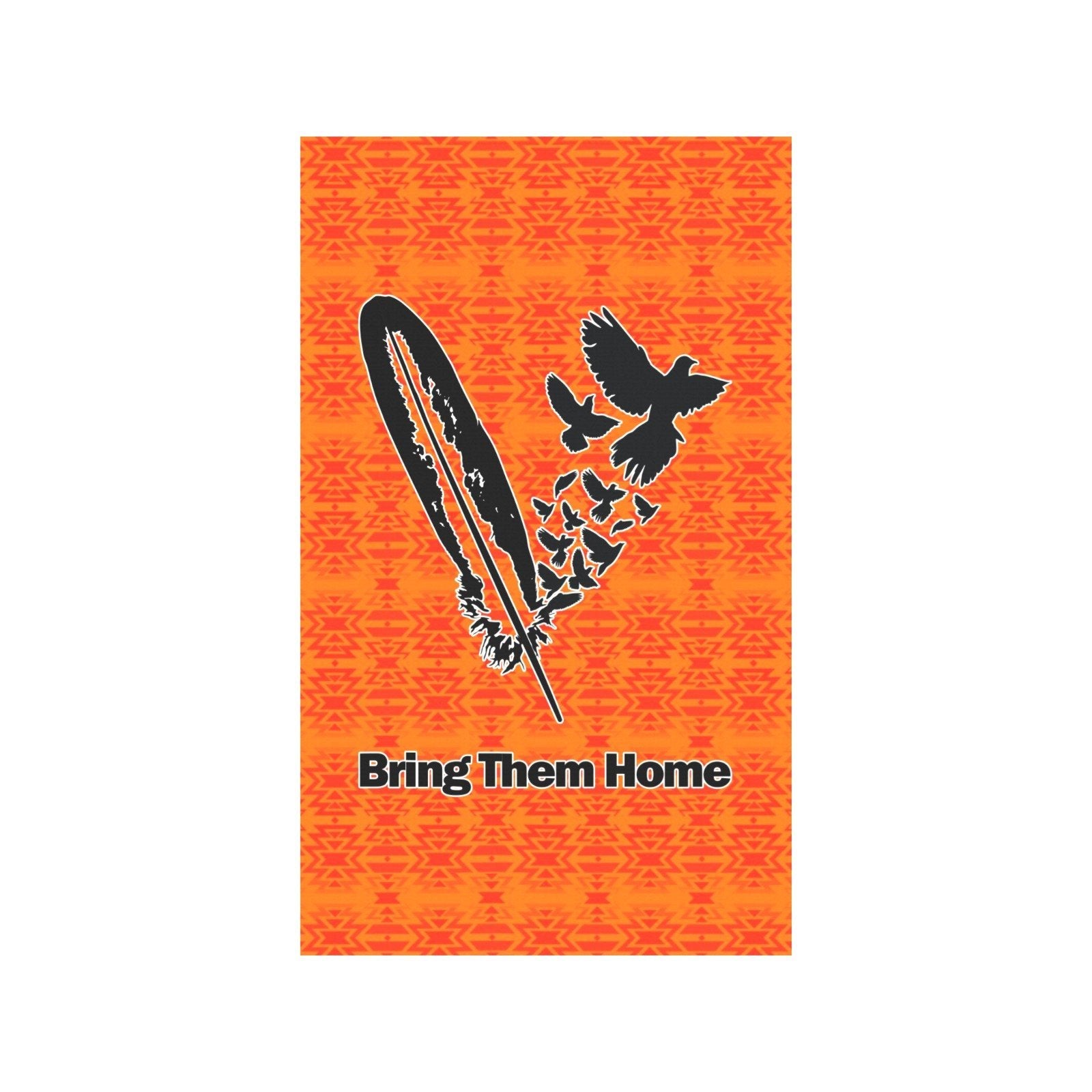 Fire Colors and Turquoise Orange - Bring Them Home Feather with Doves Garden Flag 36''x60'' (Two Sides Printing) Garden Flag 36‘’x60‘’ (Two Sides) e-joyer