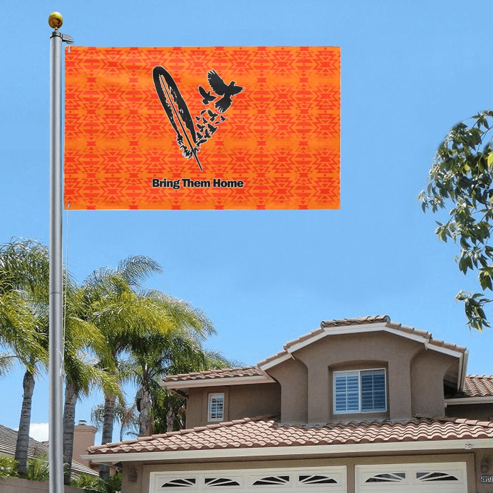 Fire Colors and Turquoise Orange Bring Them Home Garden Flag 59"x35" Garden Flag 59"x35" e-joyer