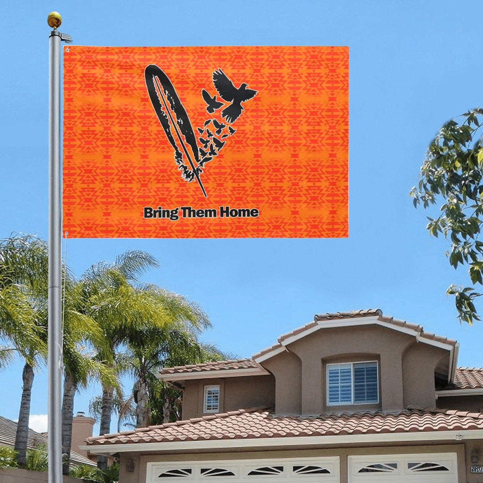 Fire Colors and Turquoise Orange Bring Them Home Garden Flag 70"x47" Garden Flag 70"x47" e-joyer