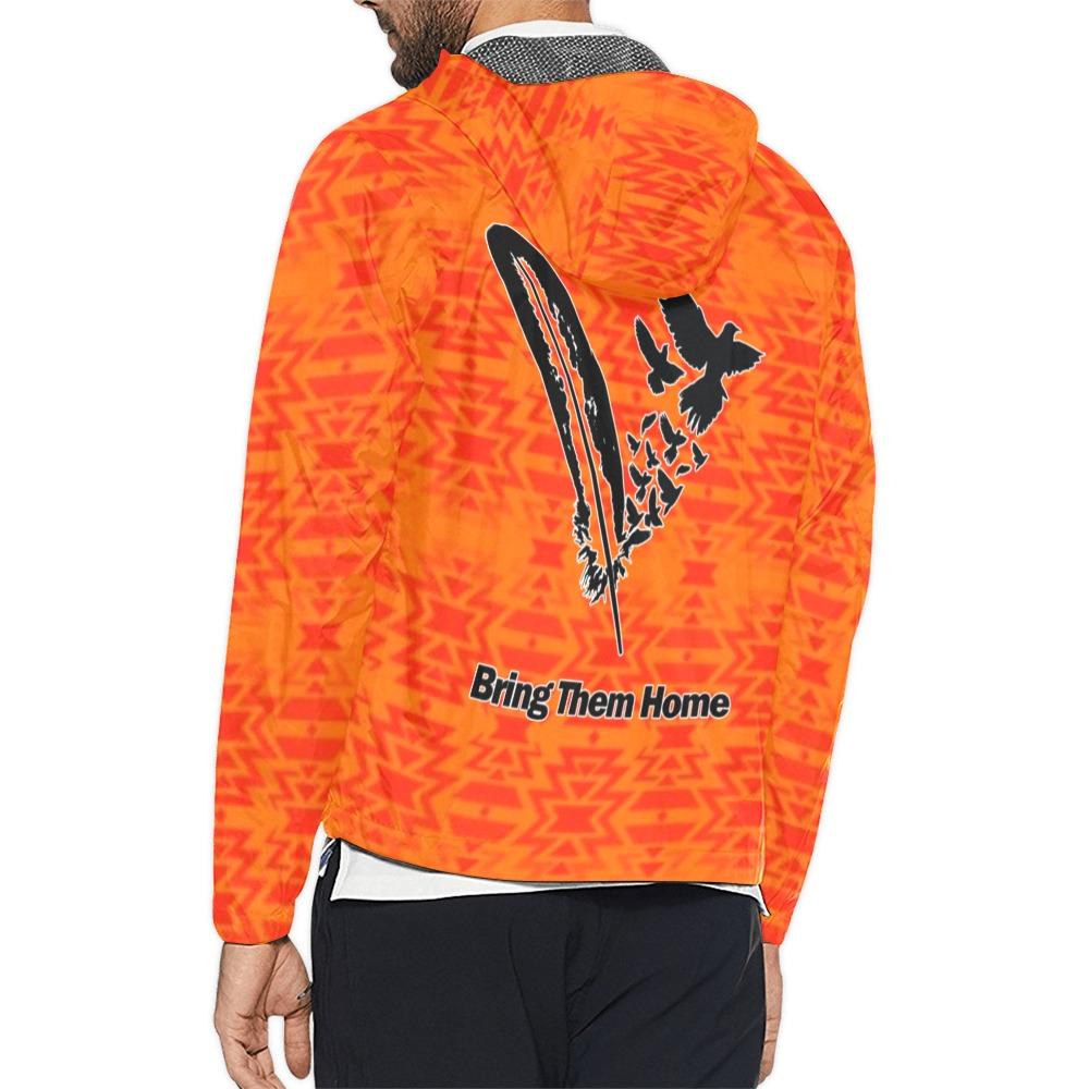 Fire Colors and Turquoise Orange Bring Them Home Unisex All Over Print Windbreaker (Model H23) All Over Print Windbreaker for Men (H23) e-joyer