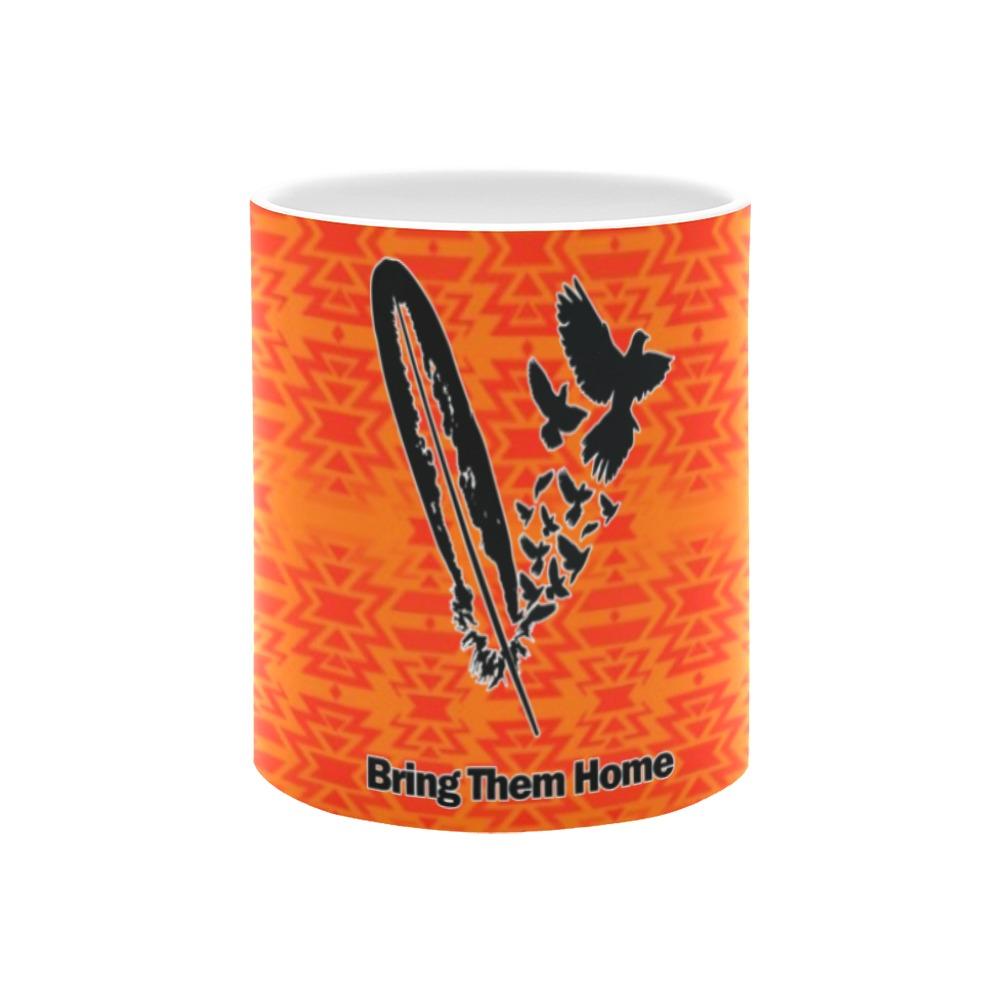 Fire Colors and Turquoise Orange Bring Them Home White Mug(11OZ) White Mug e-joyer