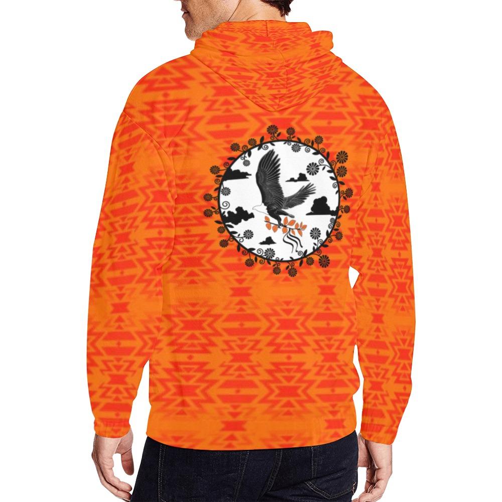 Fire Colors and Turquoise Orange Carrying Their Prayers All Over Print Full Zip Hoodie for Men (Model H14) All Over Print Full Zip Hoodie for Men (H14) e-joyer