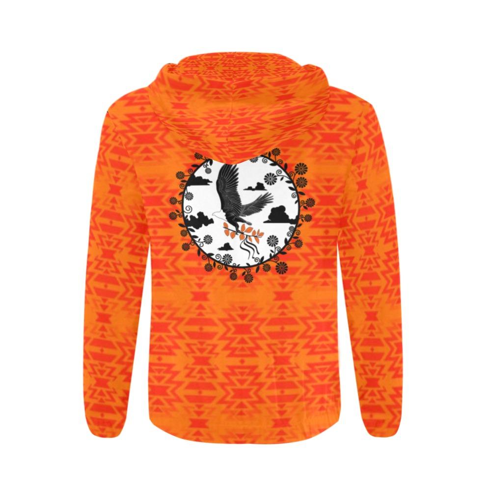 Fire Colors and Turquoise Orange Carrying Their Prayers All Over Print Full Zip Hoodie for Men (Model H14) All Over Print Full Zip Hoodie for Men (H14) e-joyer