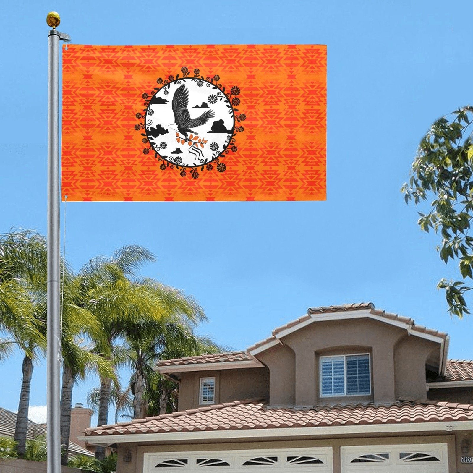Fire Colors and Turquoise Orange Carrying Their Prayers Garden Flag 59"x35" Garden Flag 59"x35" e-joyer