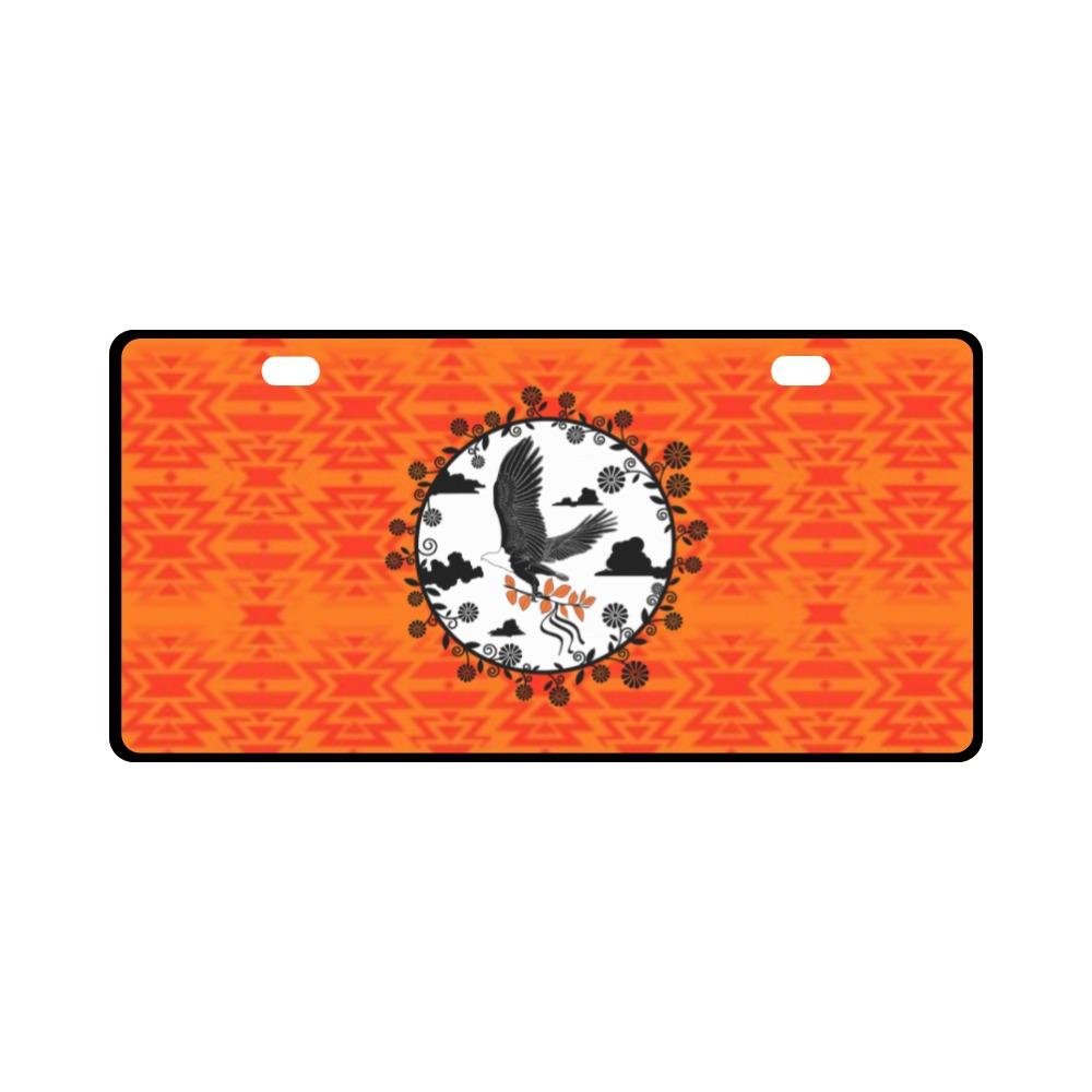 Fire Colors and Turquoise Orange Carrying Their Prayers License Plate License Plate e-joyer