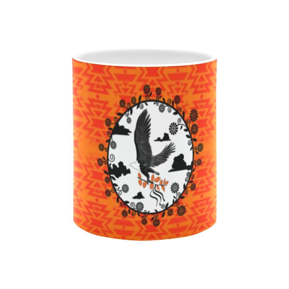 Fire Colors and Turquoise Orange Carrying Their Prayers White Mug(11OZ) White Mug e-joyer