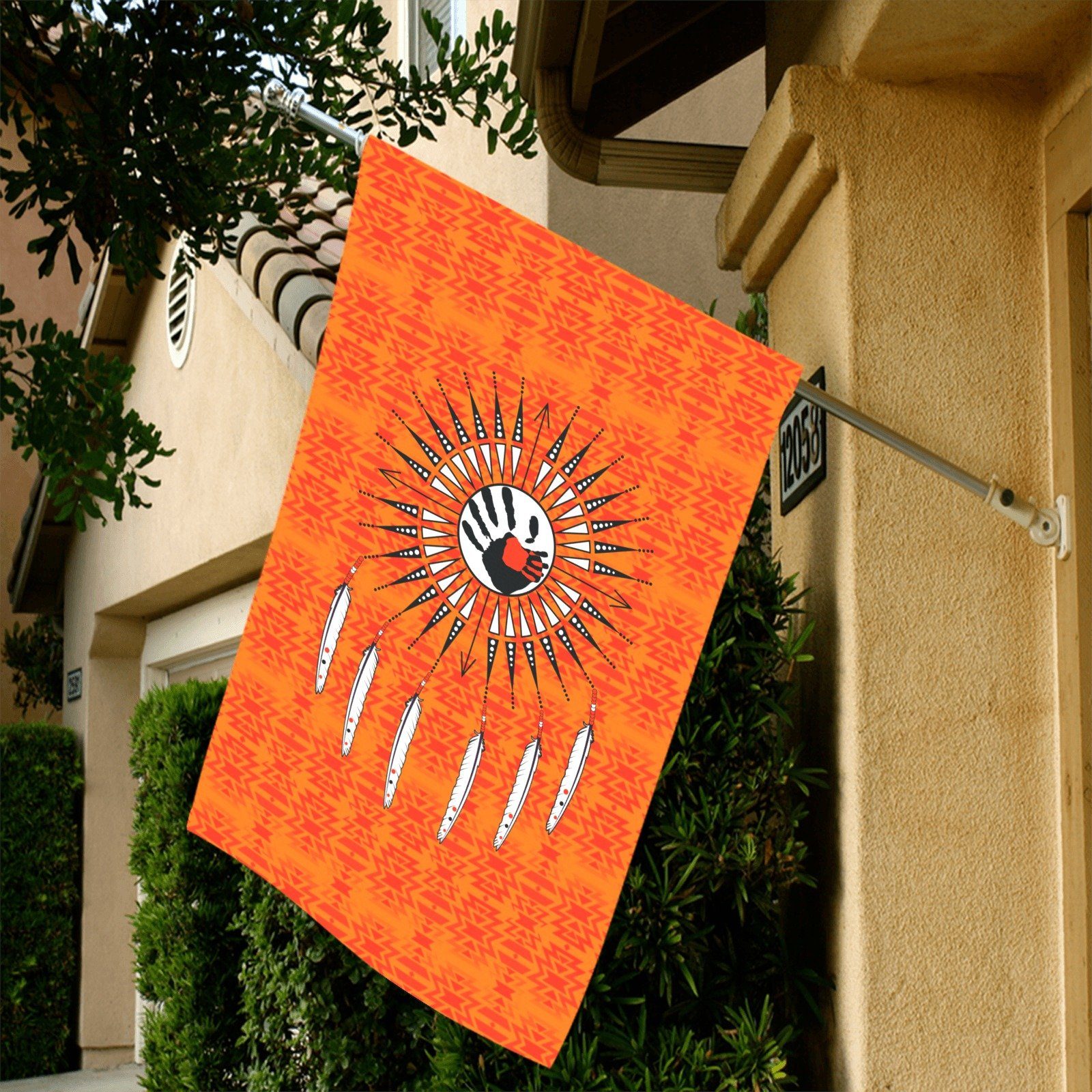Fire Colors and Turquoise Orange - Feather Directions Garden Flag 36''x60'' (Two Sides Printing) Garden Flag 36‘’x60‘’ (Two Sides) e-joyer