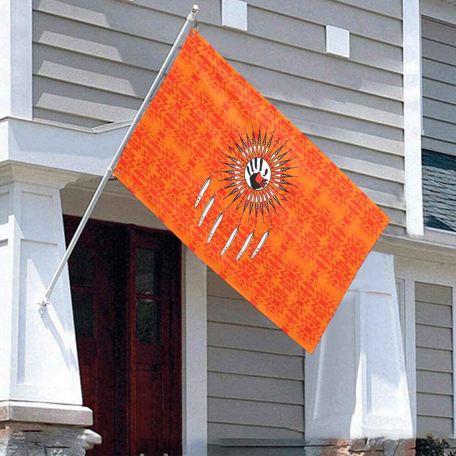 Fire Colors and Turquoise Orange Feather Directions Garden Flag 59"x35" Garden Flag 59"x35" e-joyer