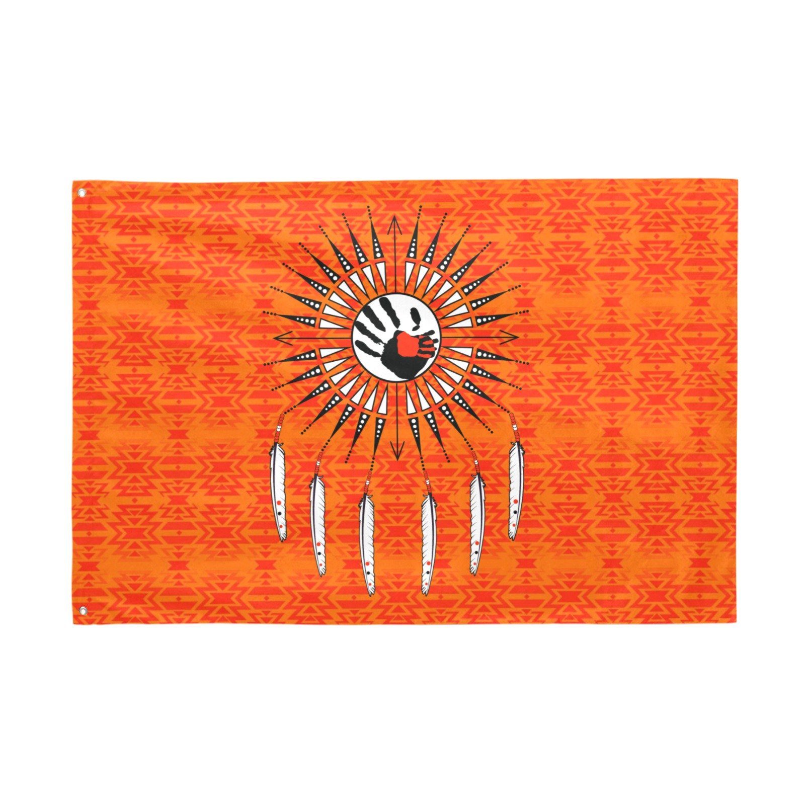 Fire Colors and Turquoise Orange Feather Directions Garden Flag 70"x47" Garden Flag 70"x47" e-joyer
