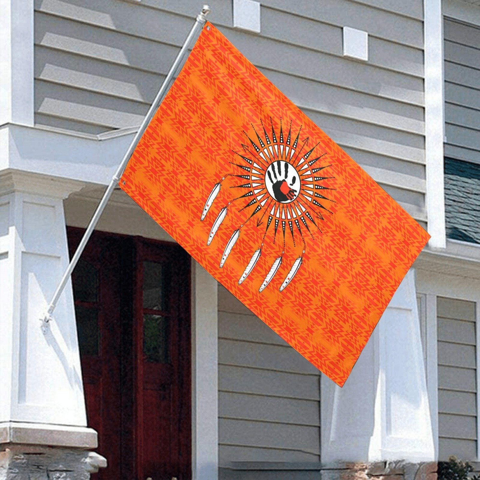 Fire Colors and Turquoise Orange Feather Directions Garden Flag 70"x47" Garden Flag 70"x47" e-joyer