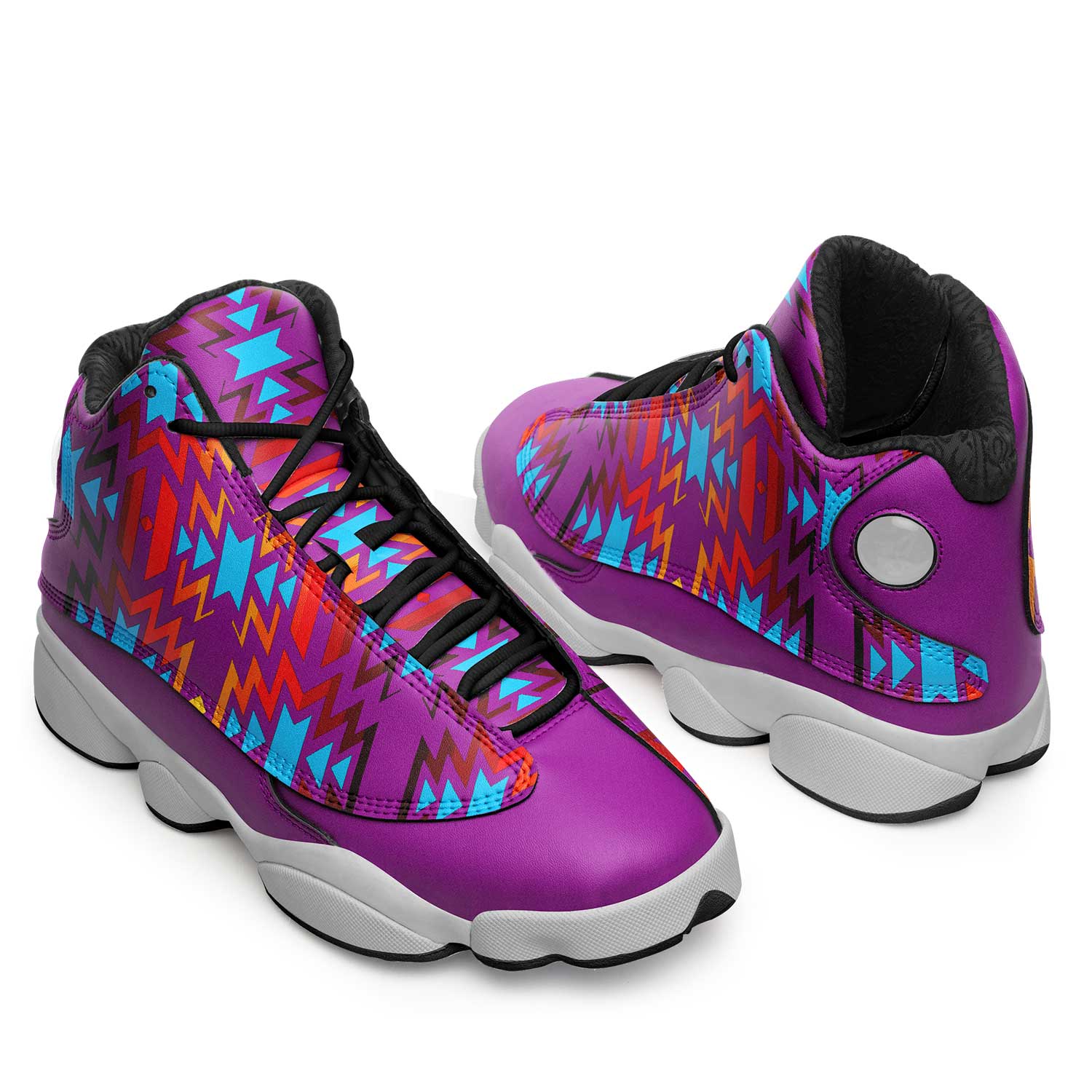 Fire Colors and Turquoise Purple Athletic Shoes Herman