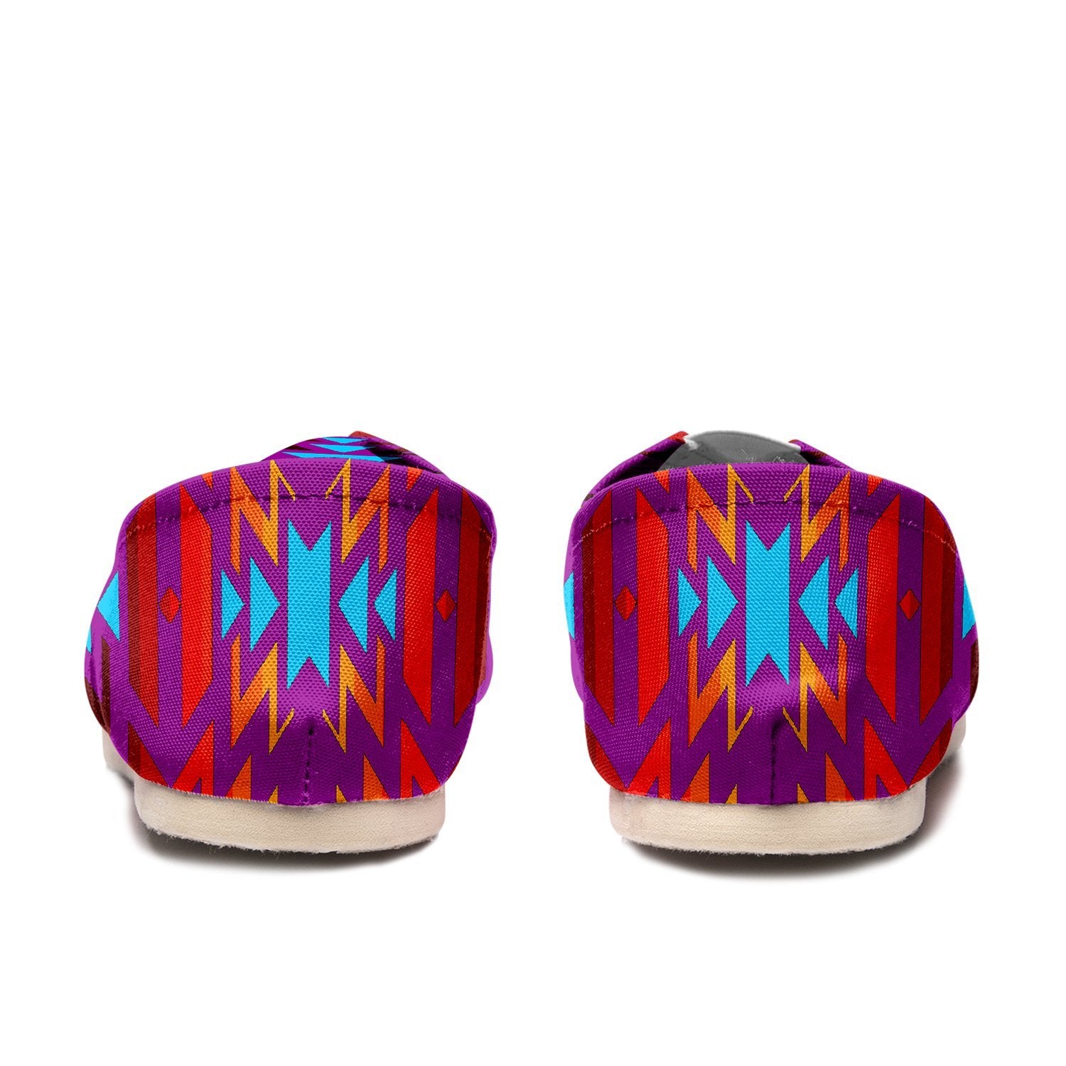 Fire Colors and Turquoise Purple Casual Unisex Slip On Shoe Herman