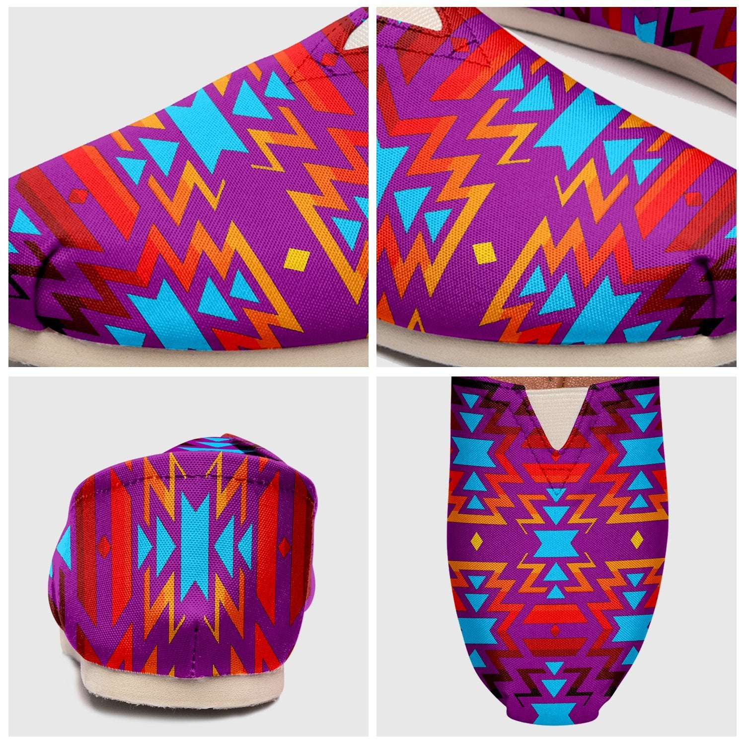Fire Colors and Turquoise Purple Casual Unisex Slip On Shoe Herman