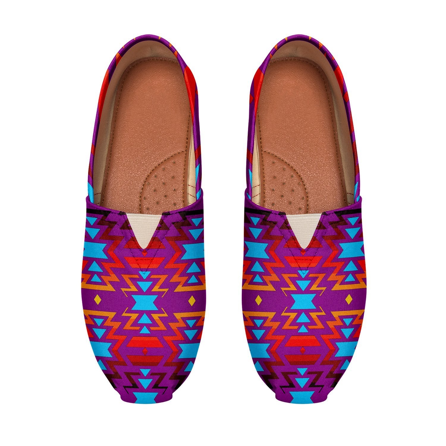 Fire Colors and Turquoise Purple Casual Unisex Slip On Shoe Herman