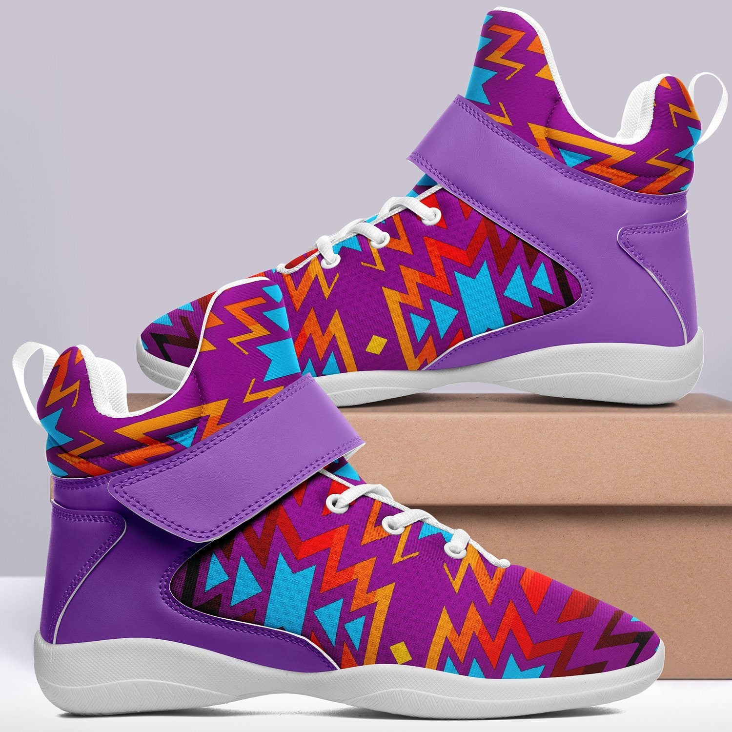 Fire Colors and Turquoise Purple Ipottaa Basketball / Sport High Top Shoes 49 Dzine