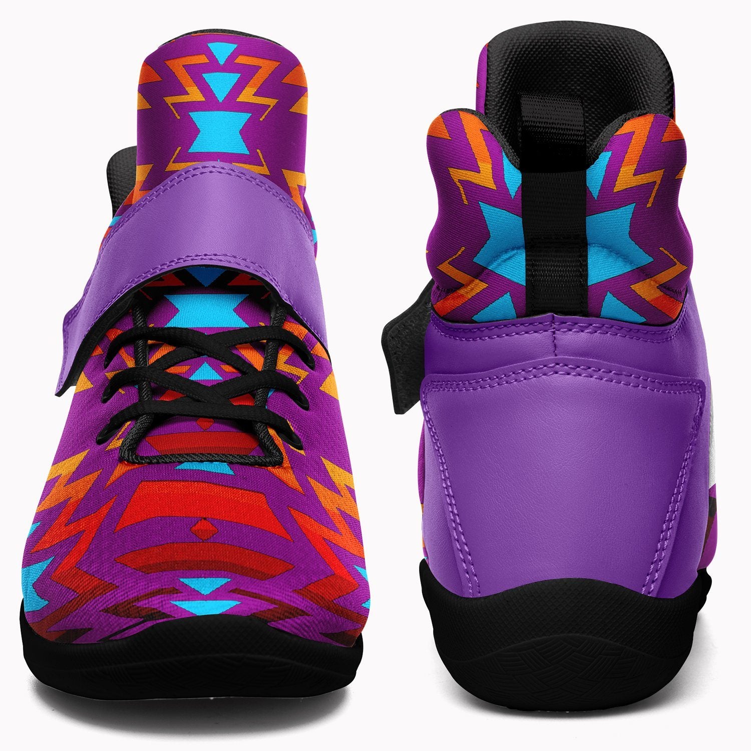 Fire Colors and Turquoise Purple Ipottaa Basketball / Sport High Top Shoes 49 Dzine