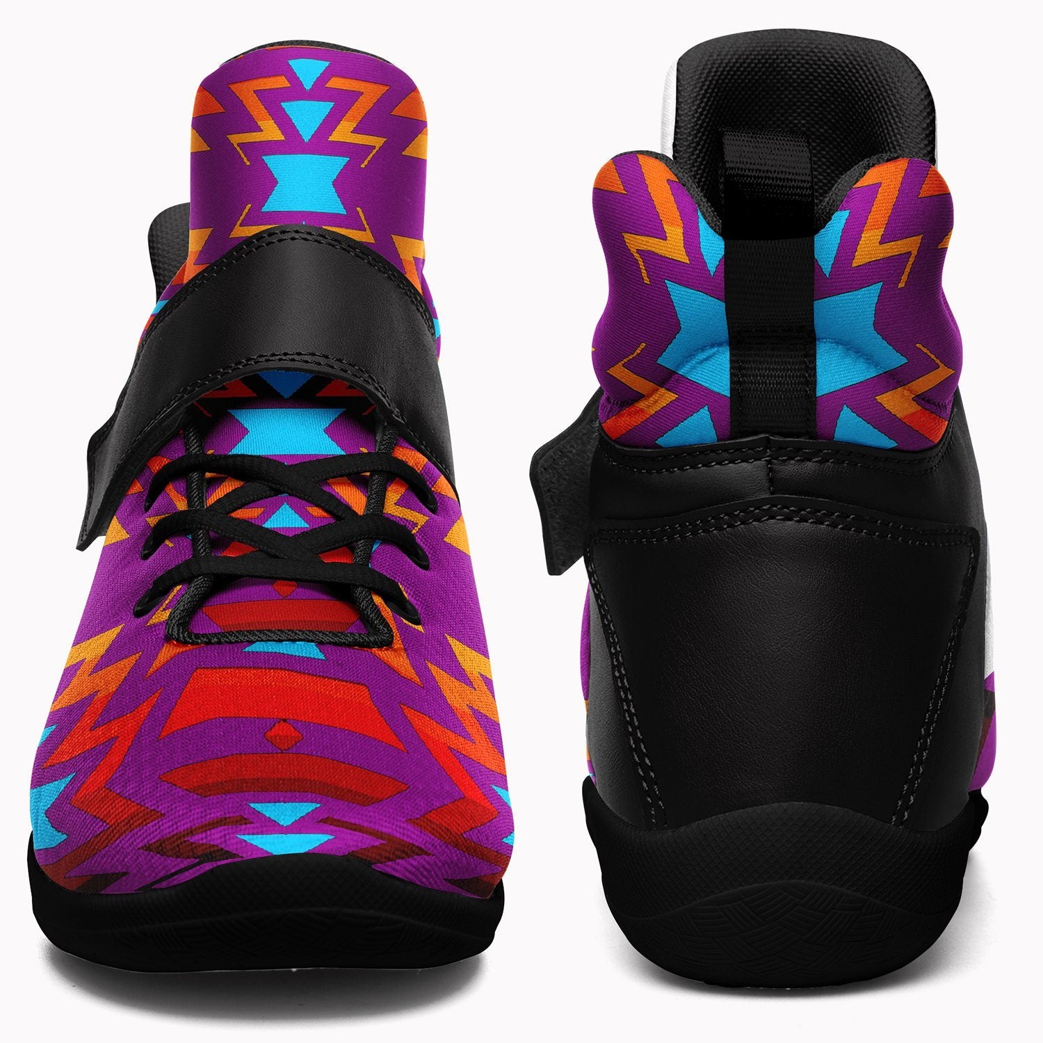 Fire Colors and Turquoise Purple Ipottaa Basketball / Sport High Top Shoes 49 Dzine