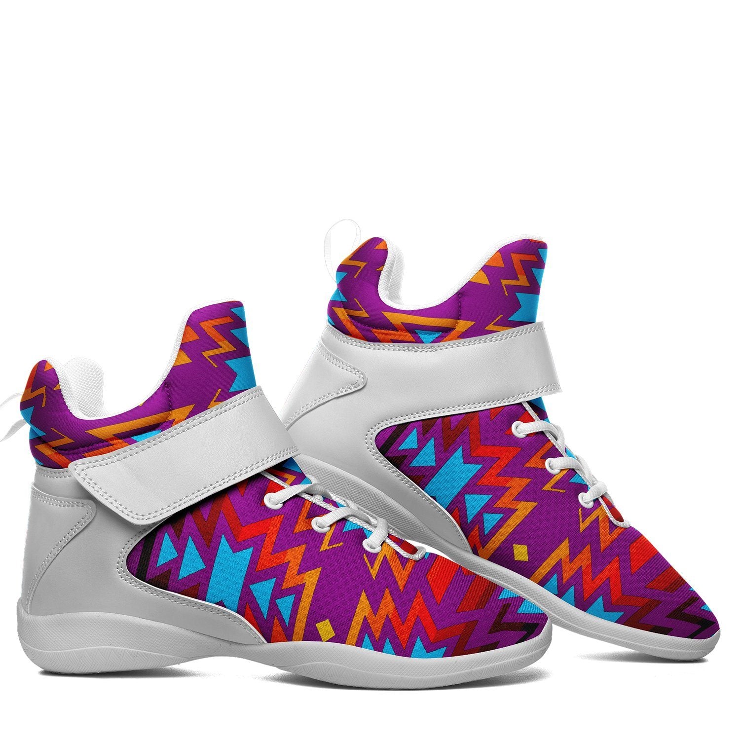 Fire Colors and Turquoise Purple Ipottaa Basketball / Sport High Top Shoes 49 Dzine