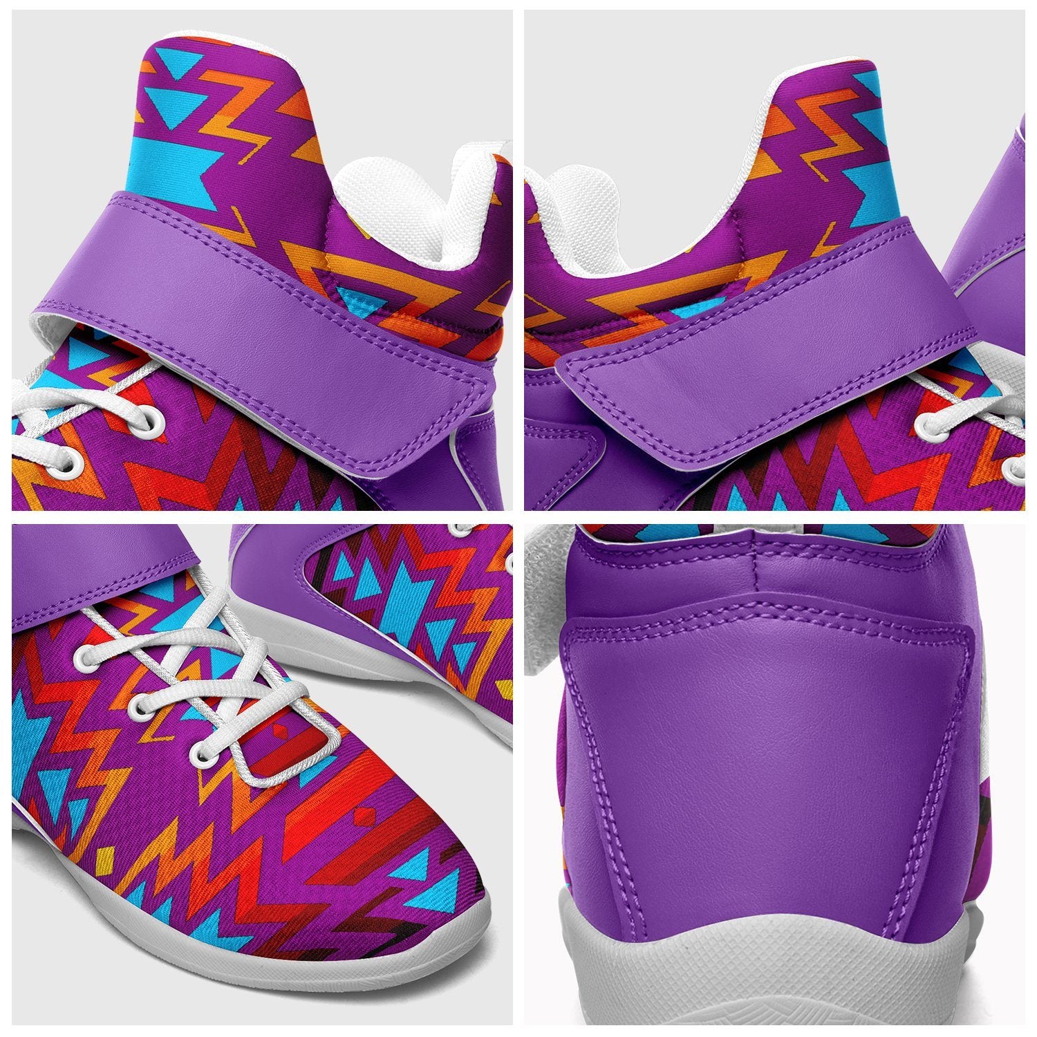 Fire Colors and Turquoise Purple Ipottaa Basketball / Sport High Top Shoes 49 Dzine