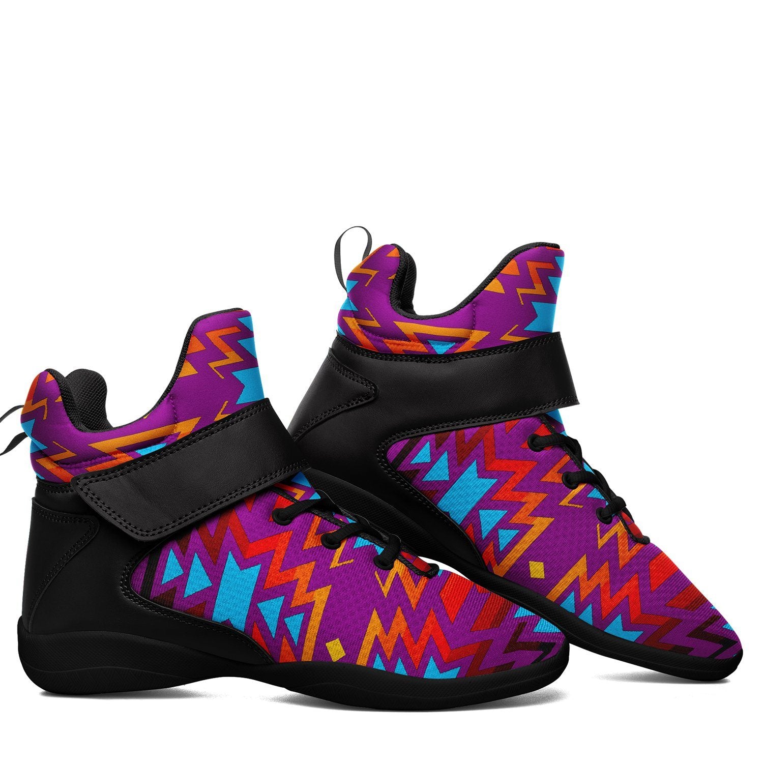 Fire Colors and Turquoise Purple Ipottaa Basketball / Sport High Top Shoes 49 Dzine
