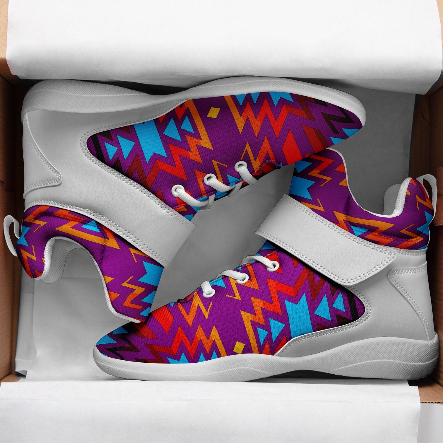 Fire Colors and Turquoise Purple Ipottaa Basketball / Sport High Top Shoes 49 Dzine