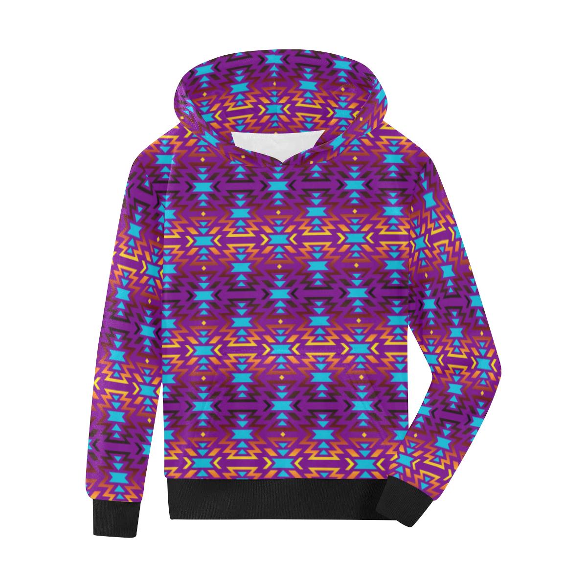 Fire Colors and Turquoise Purple Kids' All Over Print Hoodie (Model H38) Kids' AOP Hoodie (H38) e-joyer