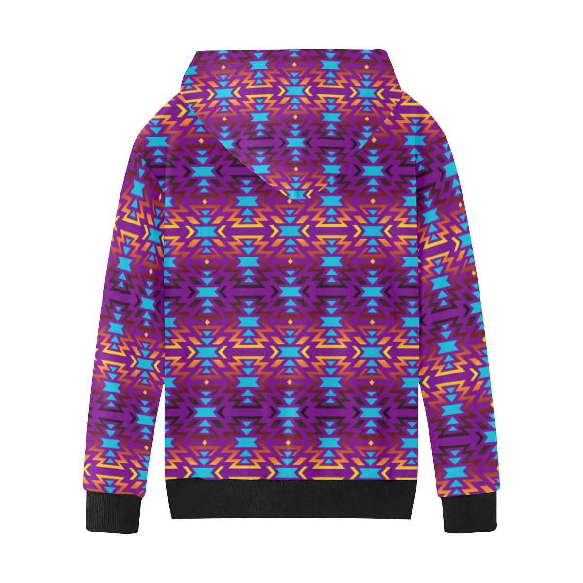 Fire Colors and Turquoise Purple Kids' All Over Print Hoodie (Model H38) Kids' AOP Hoodie (H38) e-joyer