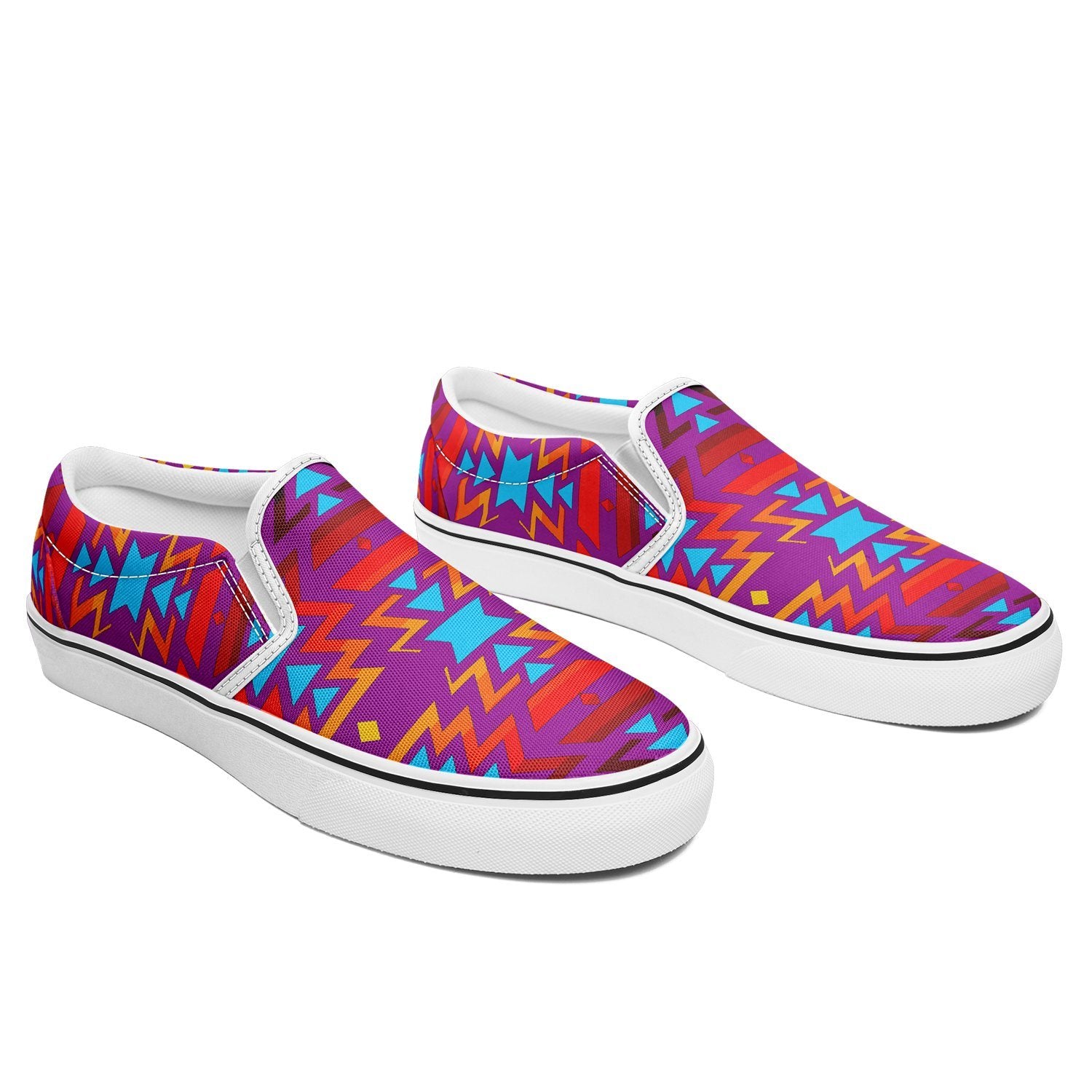 Fire Colors and Turquoise Purple Otoyimm Canvas Slip On Shoes 49 Dzine