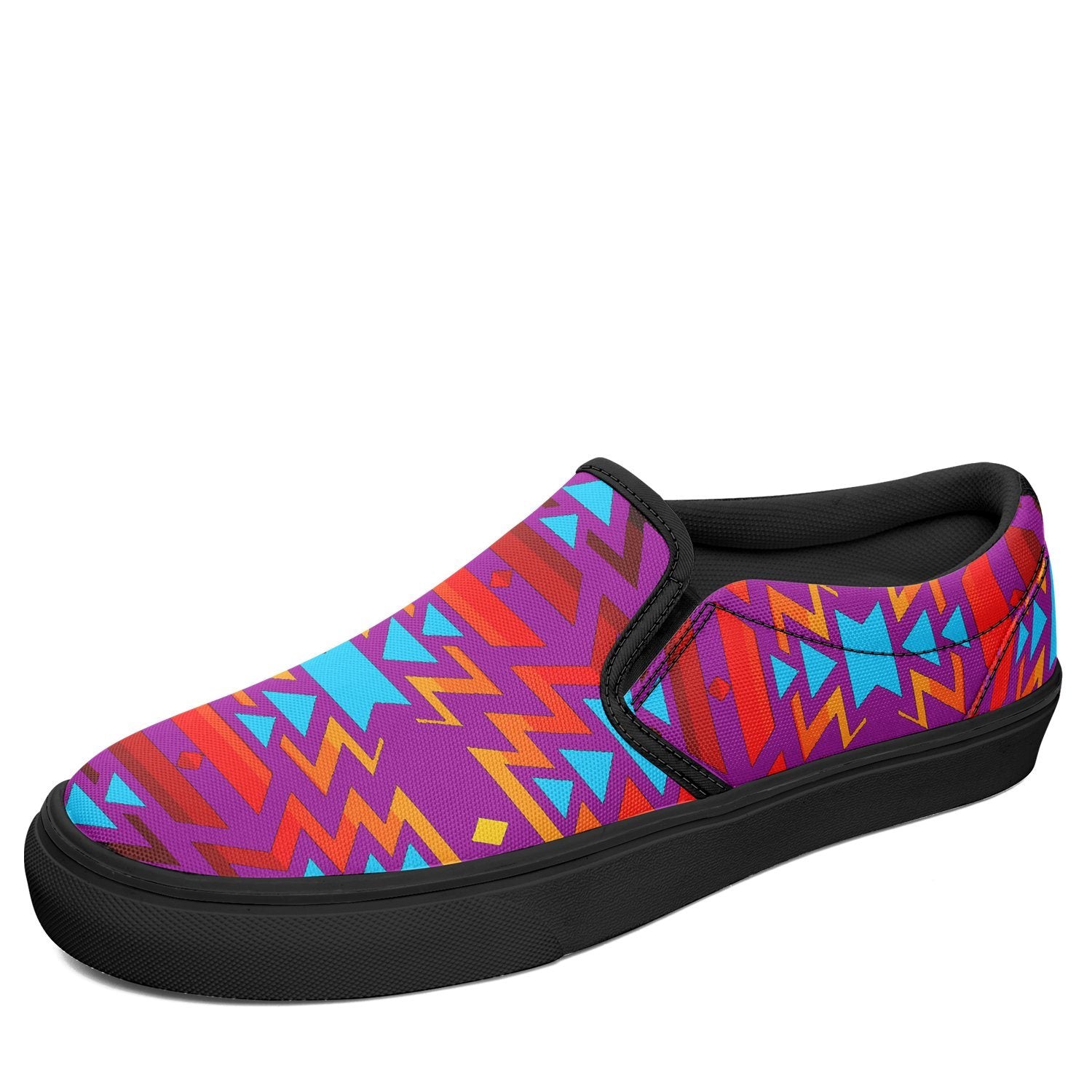 Fire Colors and Turquoise Purple Otoyimm Canvas Slip On Shoes 49 Dzine