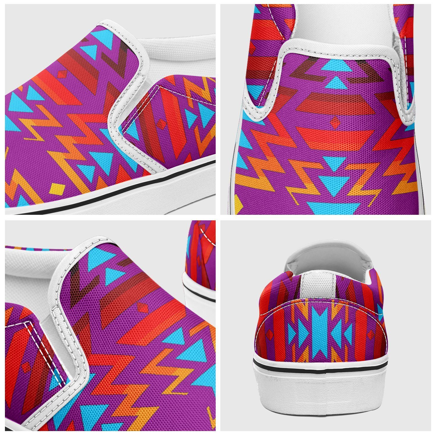 Fire Colors and Turquoise Purple Otoyimm Kid's Canvas Slip On Shoes 49 Dzine