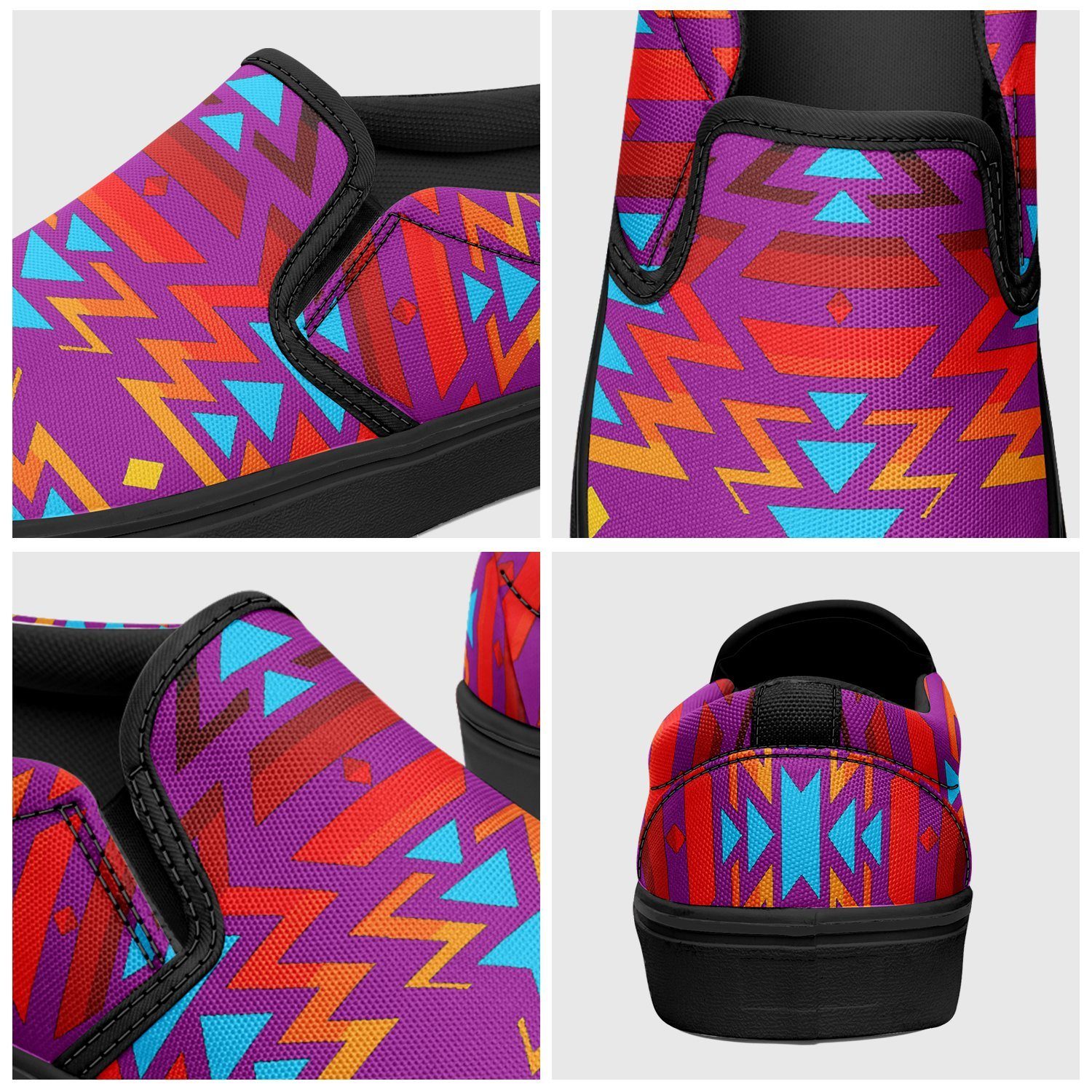 Fire Colors and Turquoise Purple Otoyimm Kid's Canvas Slip On Shoes 49 Dzine