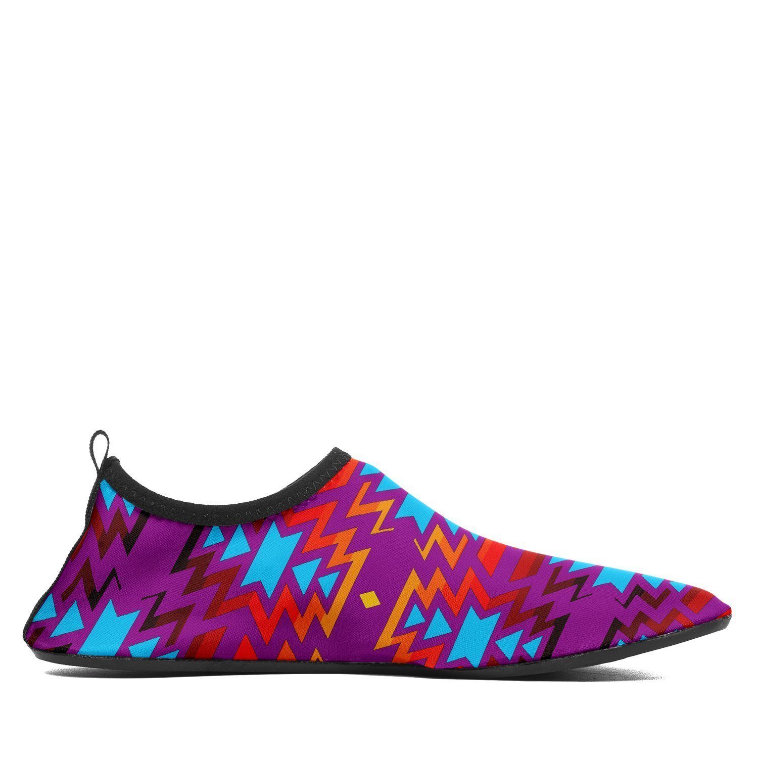 Fire Colors and Turquoise Purple Sockamoccs Kid's Slip On Shoes 49 Dzine