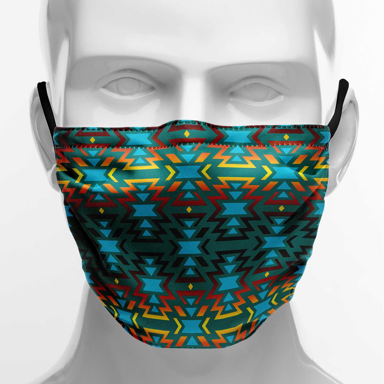 Fire Colors and Turquoise Teal Face Cover Herman
