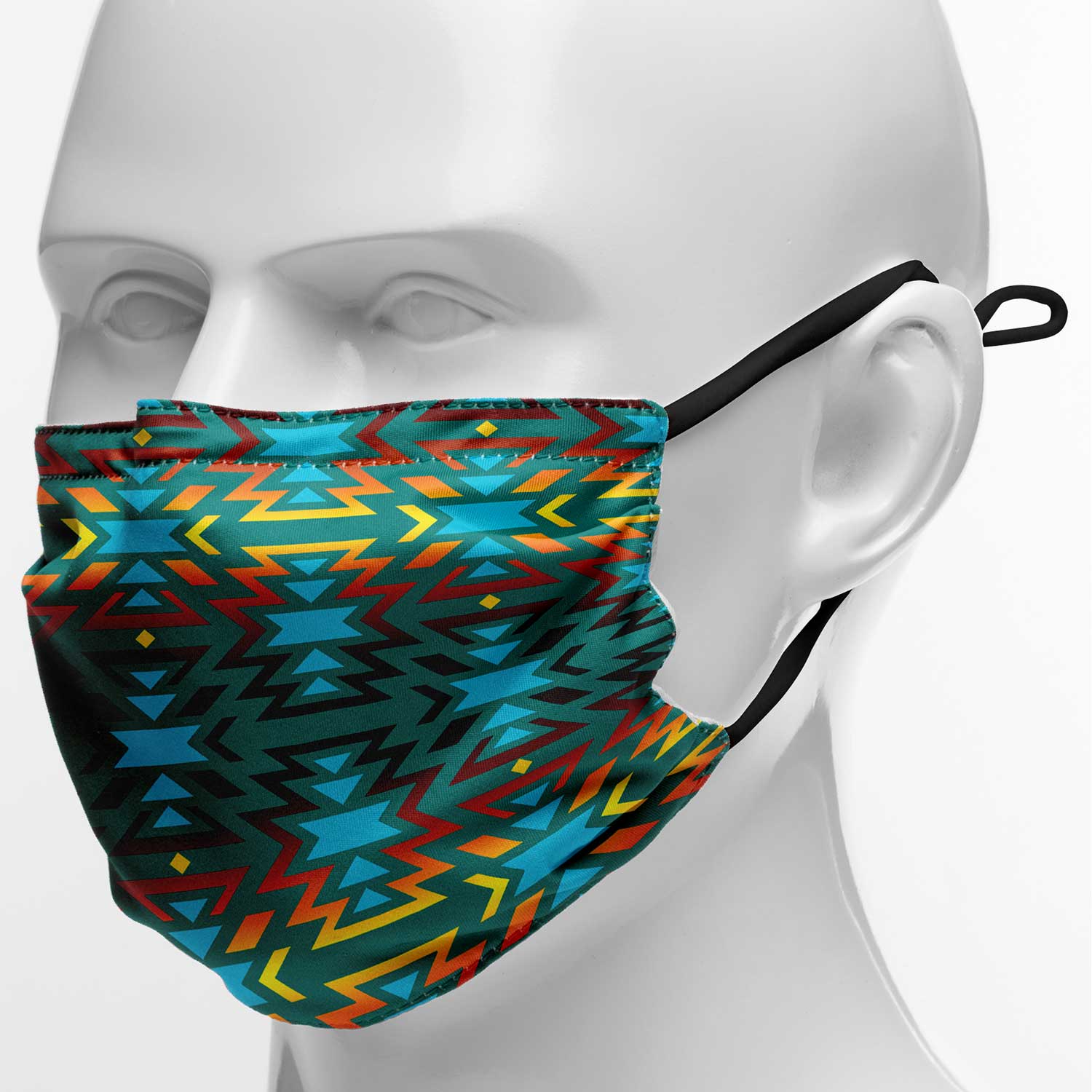 Fire Colors and Turquoise Teal Face Cover Herman