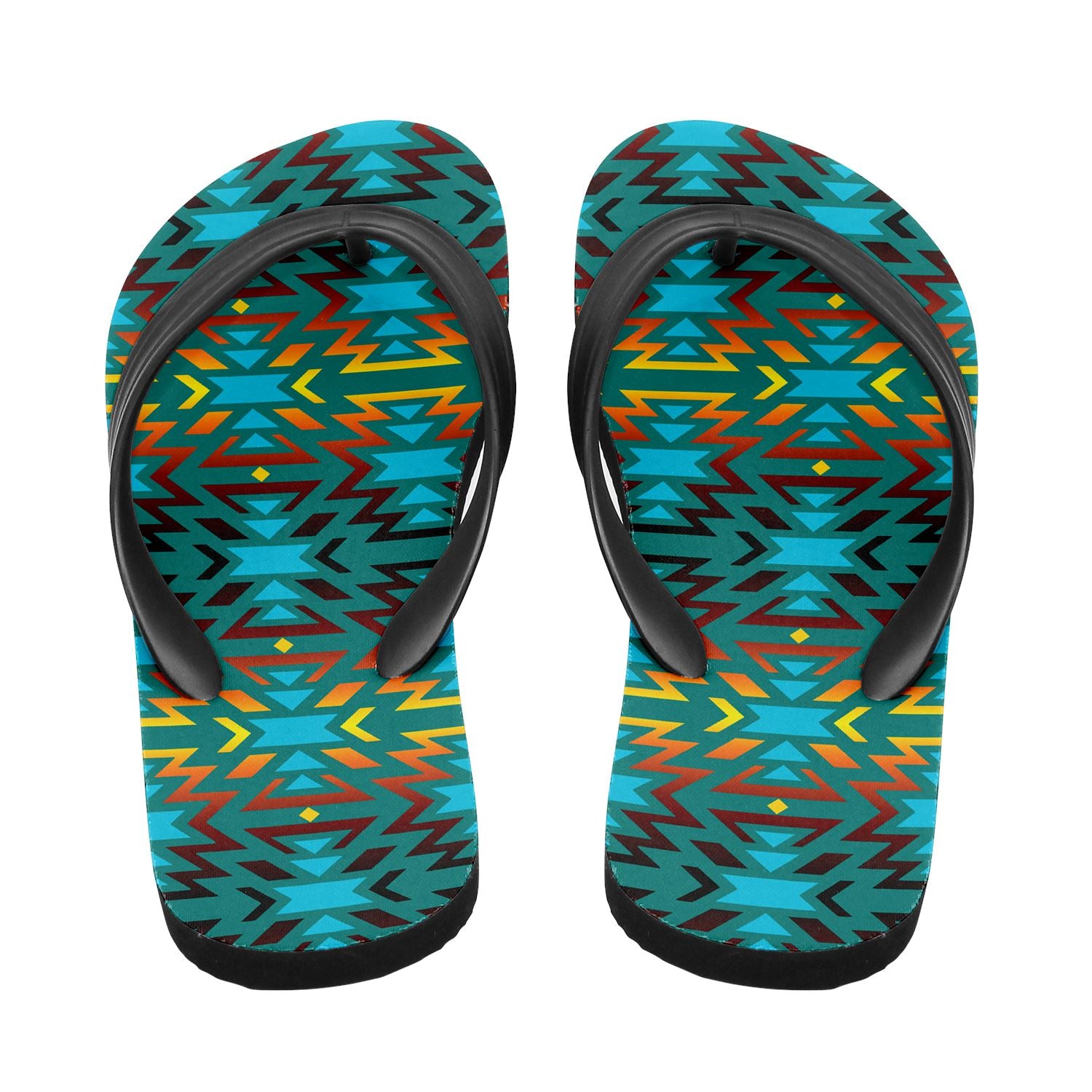 Fire Colors and Turquoise Teal Flip Flops 49 Dzine